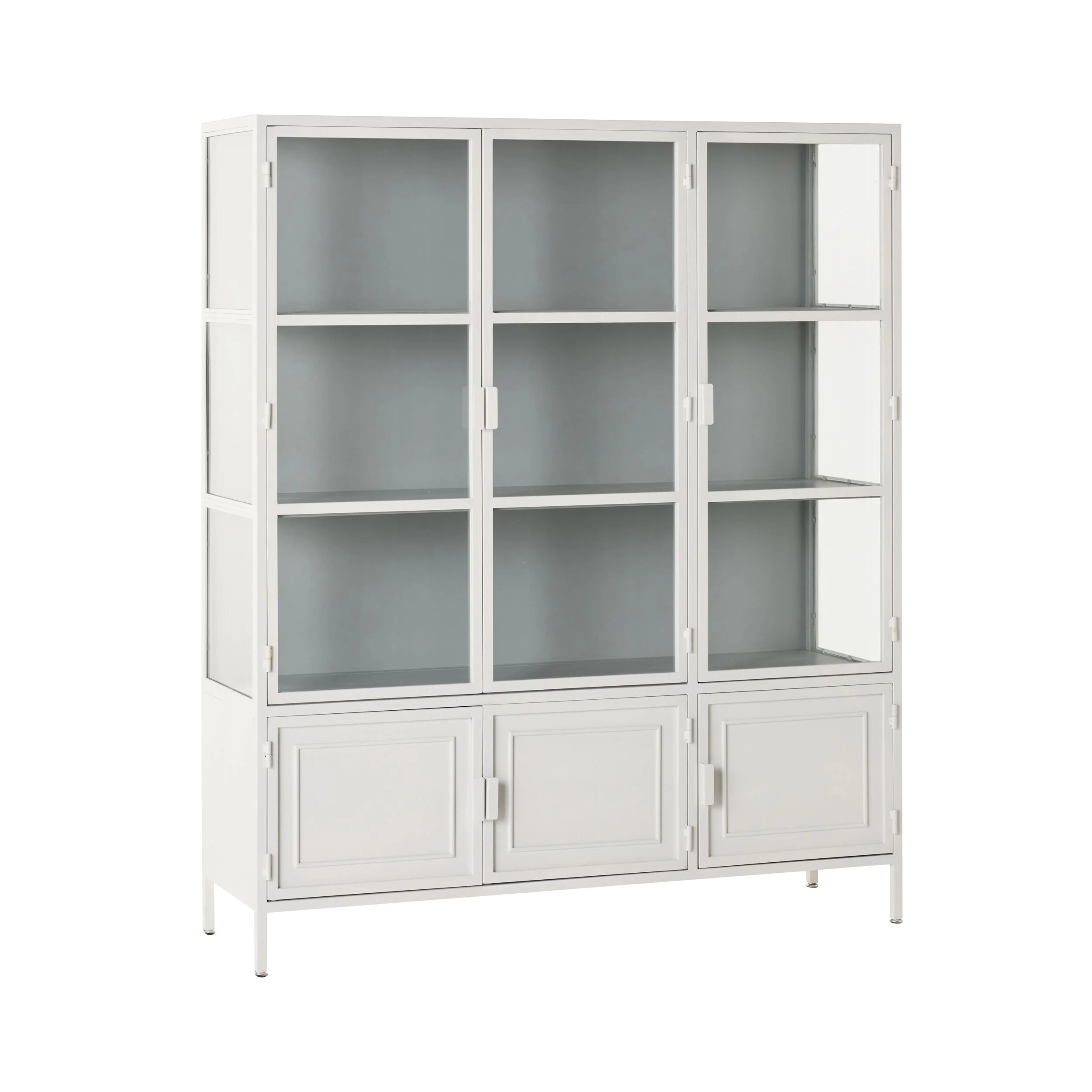 Nero 6 Door Display Cabinet 135 x 40 x 160cm White & Grey - Image 2