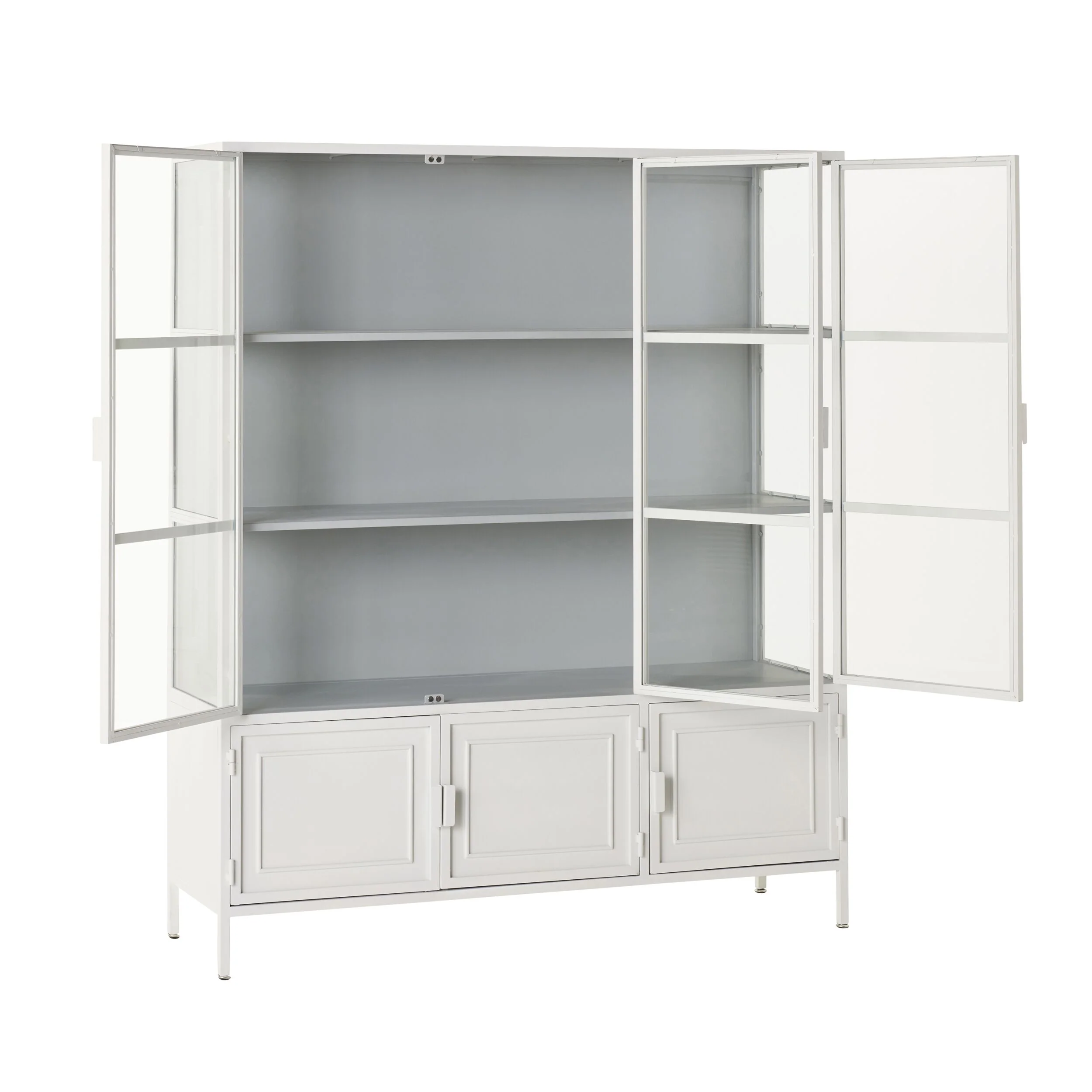 Nero 6 Door Display Cabinet 135 x 40 x 160cm White & Grey - Image 3