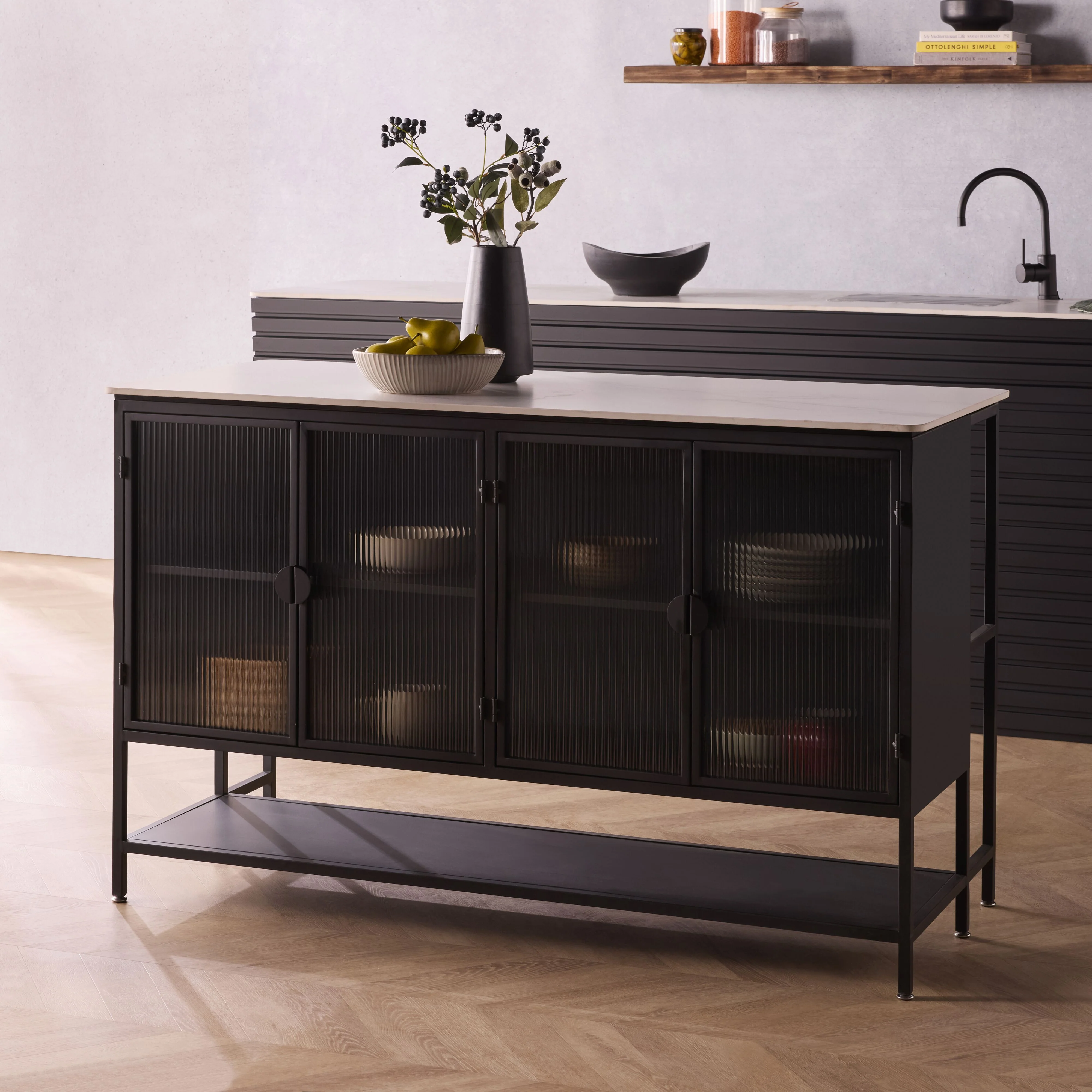 Nero Kitchen Island Bench Black 150cm - Image 10