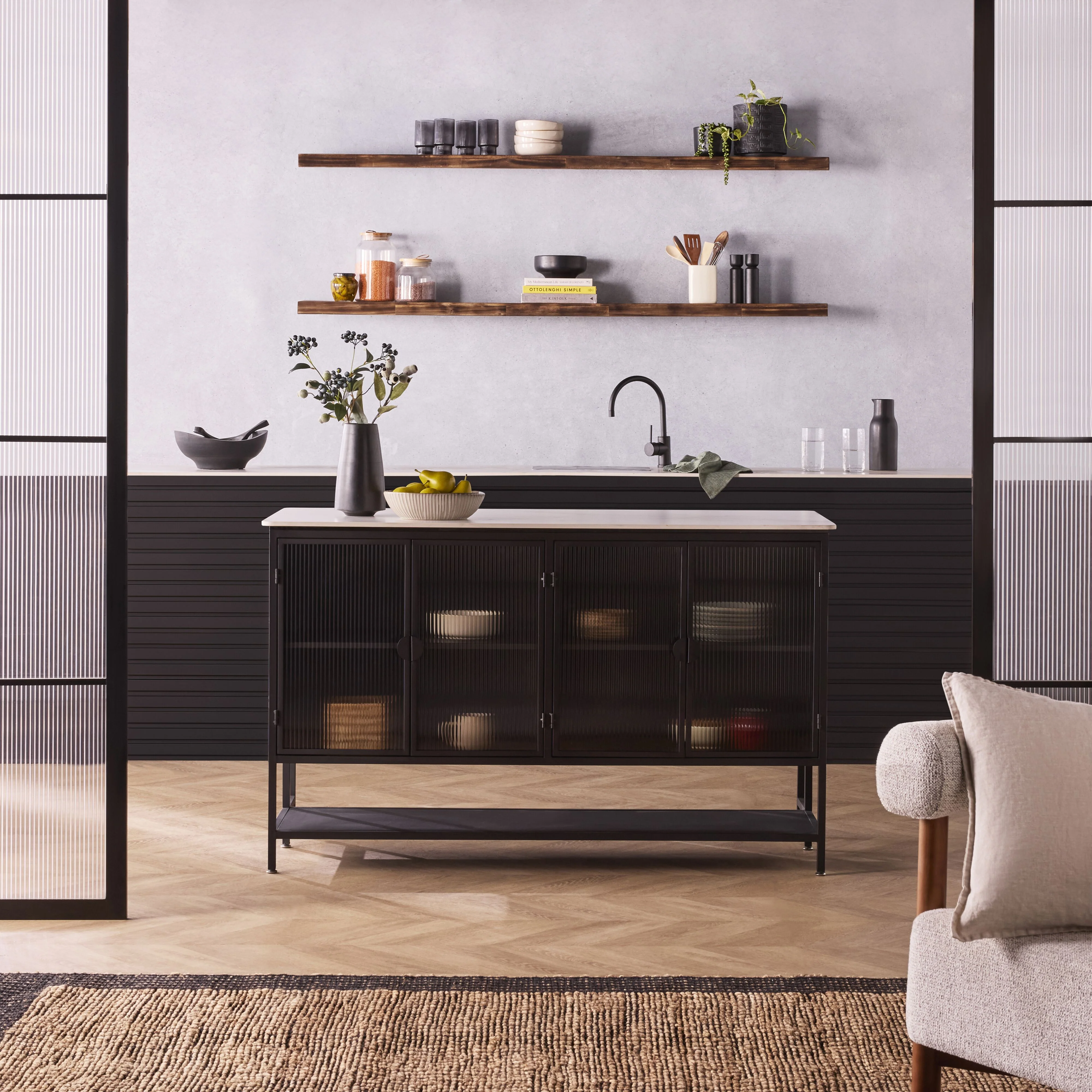Nero Kitchen Island Bench Black 150cm - Image 9