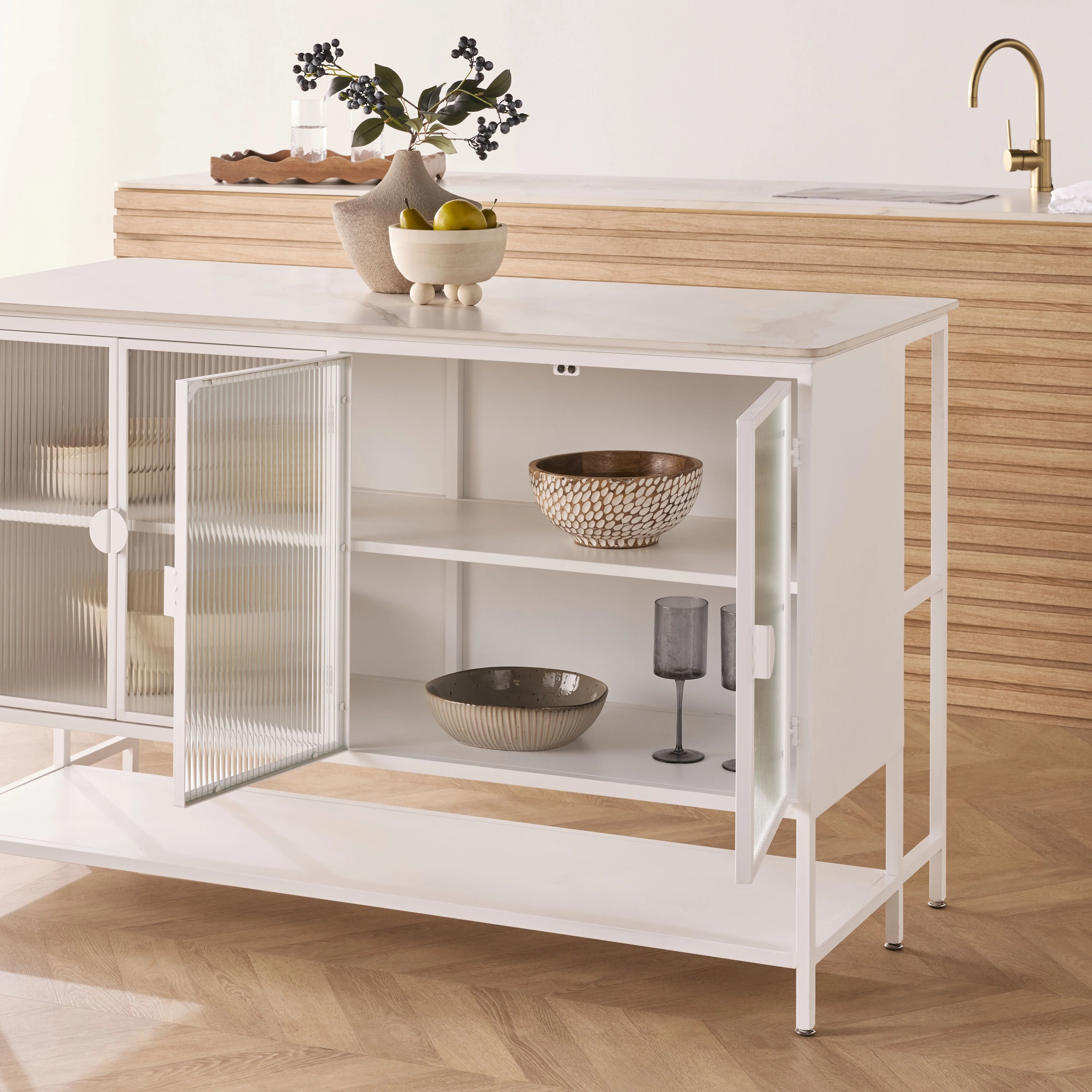 Nero Kitchen Island Bench White 150cm - Image 11