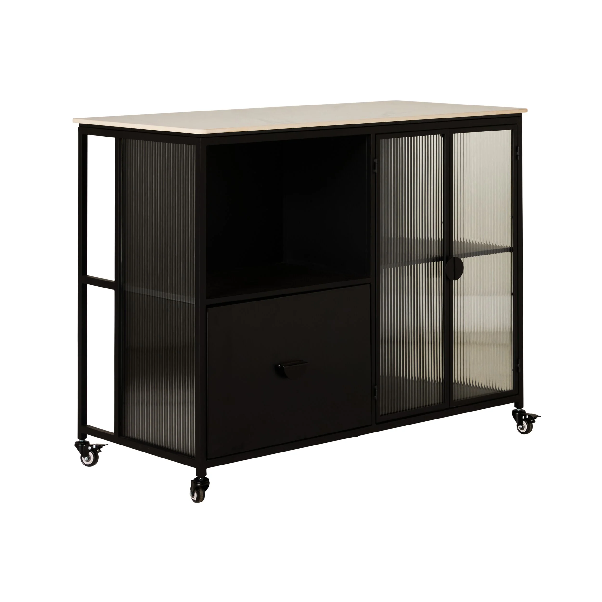 Nero Kitchen Island Bench with Drawer Black 120cm - Image 2