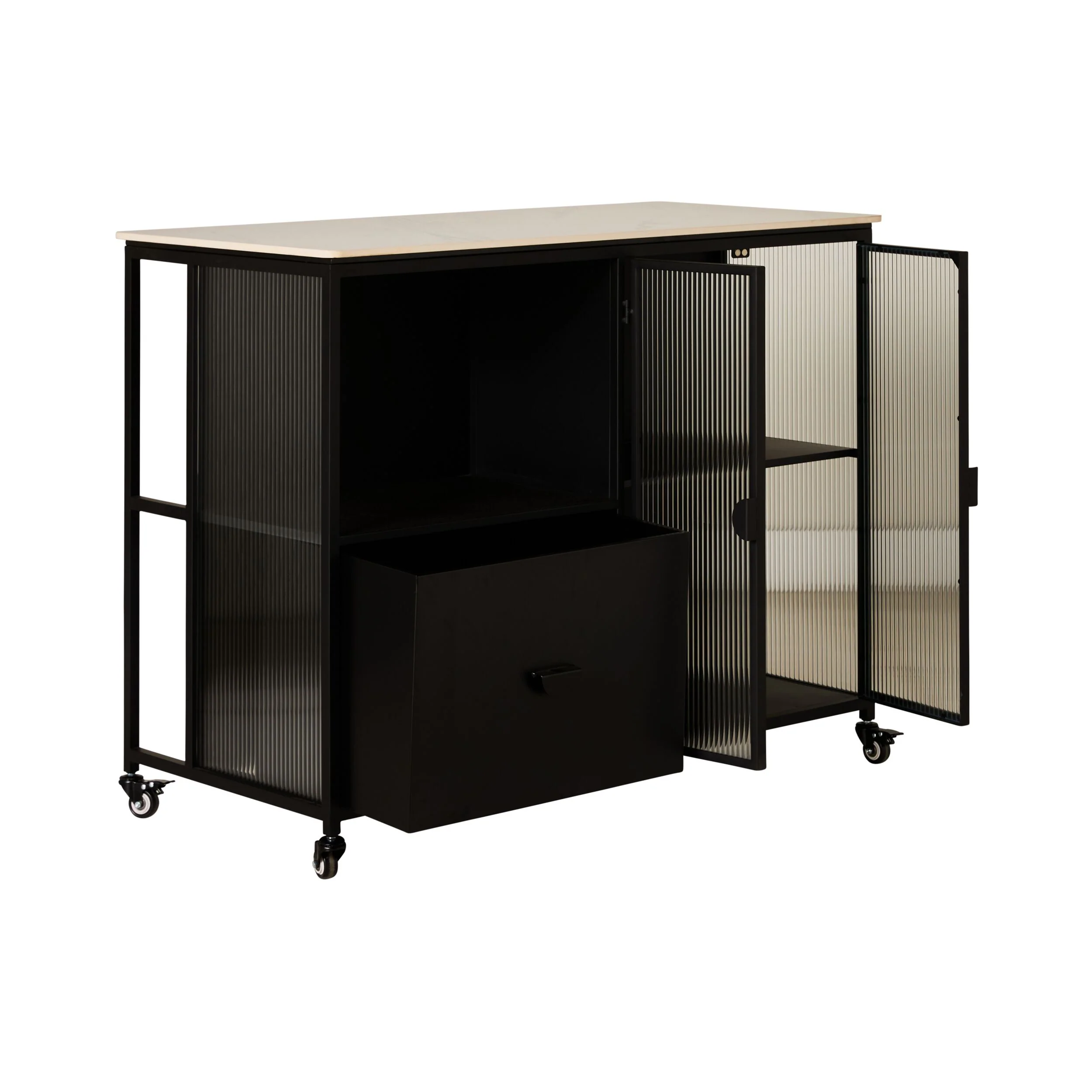 Nero Kitchen Island Bench with Drawer Black 120cm - Image 3