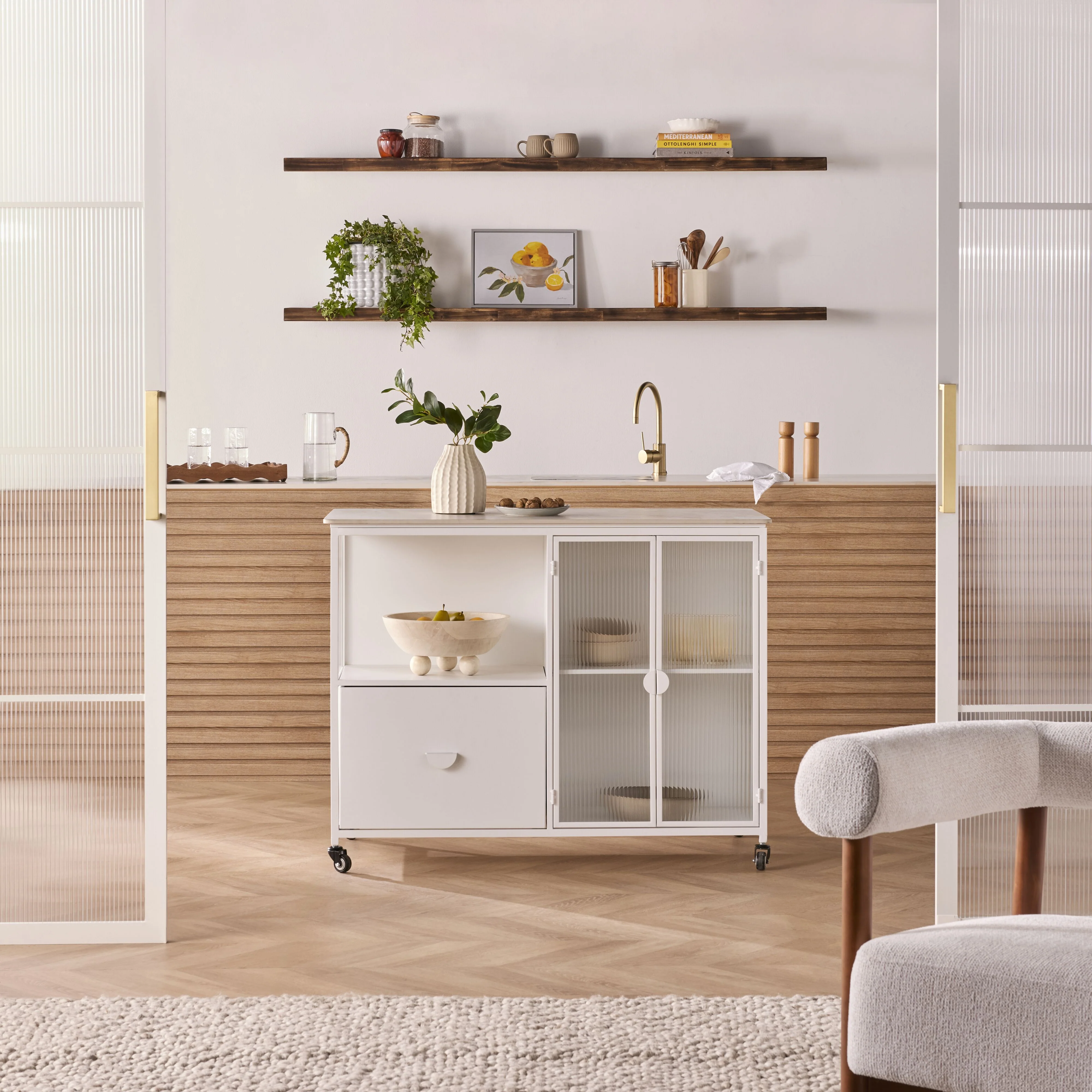 Nero Kitchen Island Bench with Drawer White 120cm - Image 10