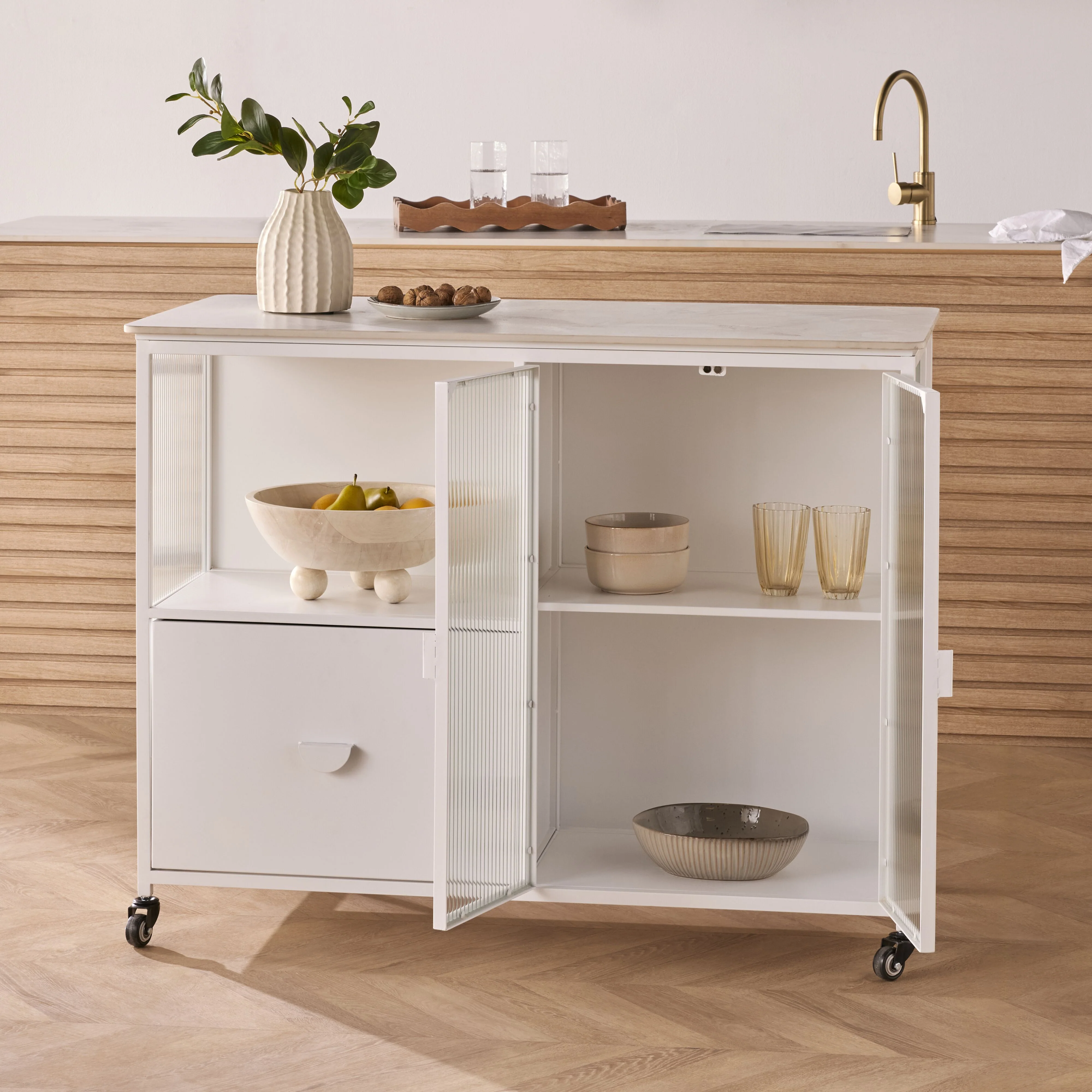 Nero Kitchen Island Bench with Drawer White 120cm - Image 13
