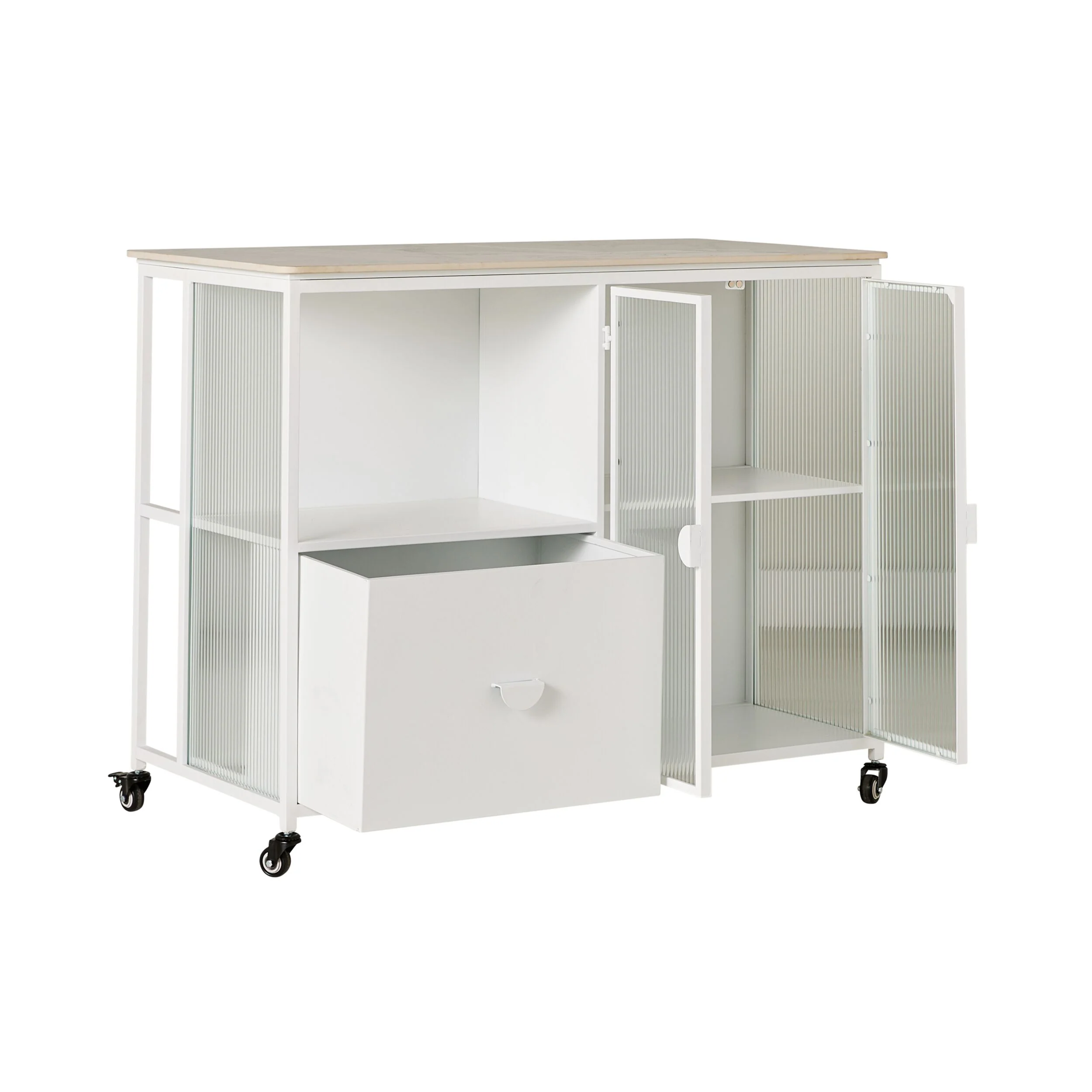 Nero Kitchen Island Bench with Drawer White 120cm - Image 3