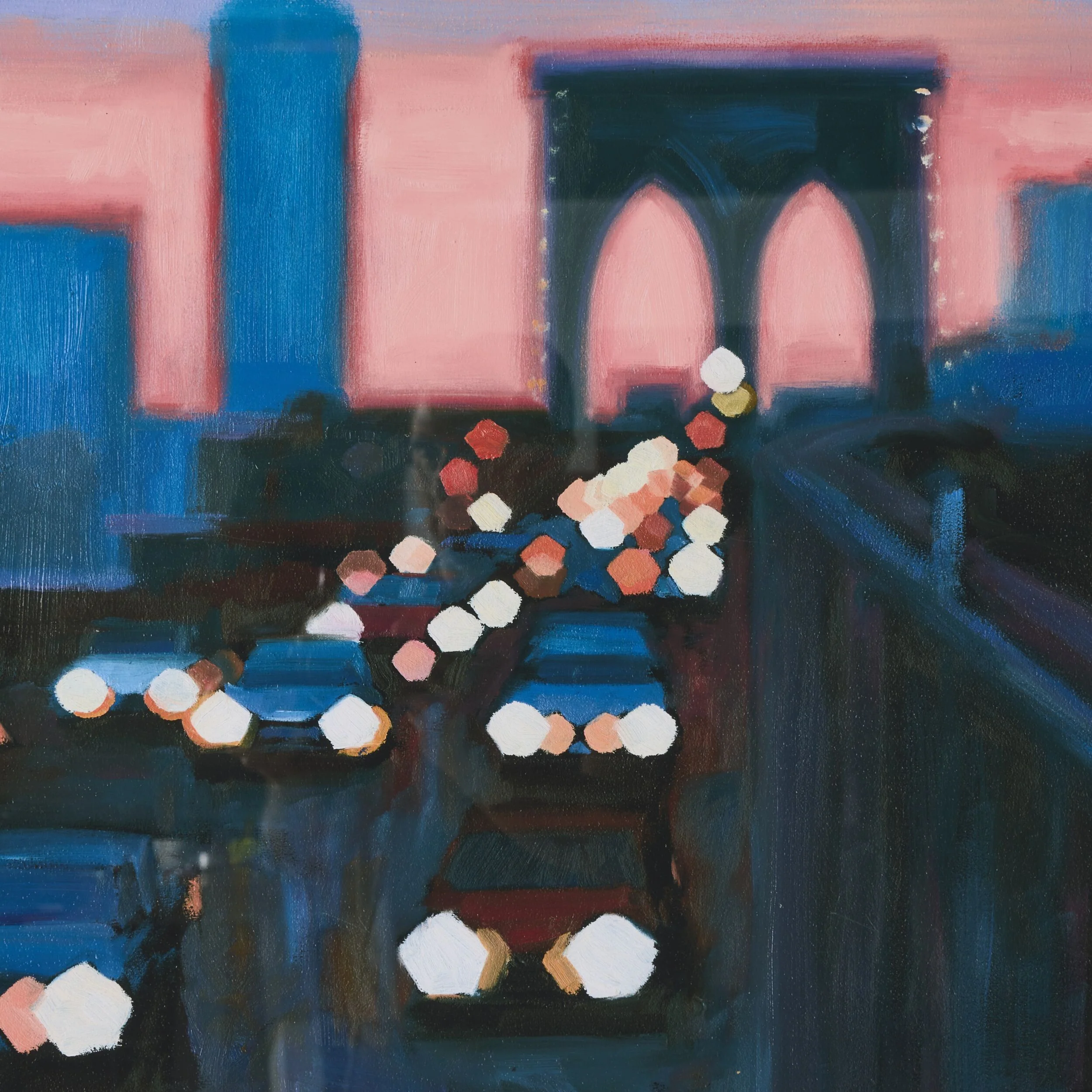 New York At Dusk Framed Glass Print 102.8x72.8cm - Image 2