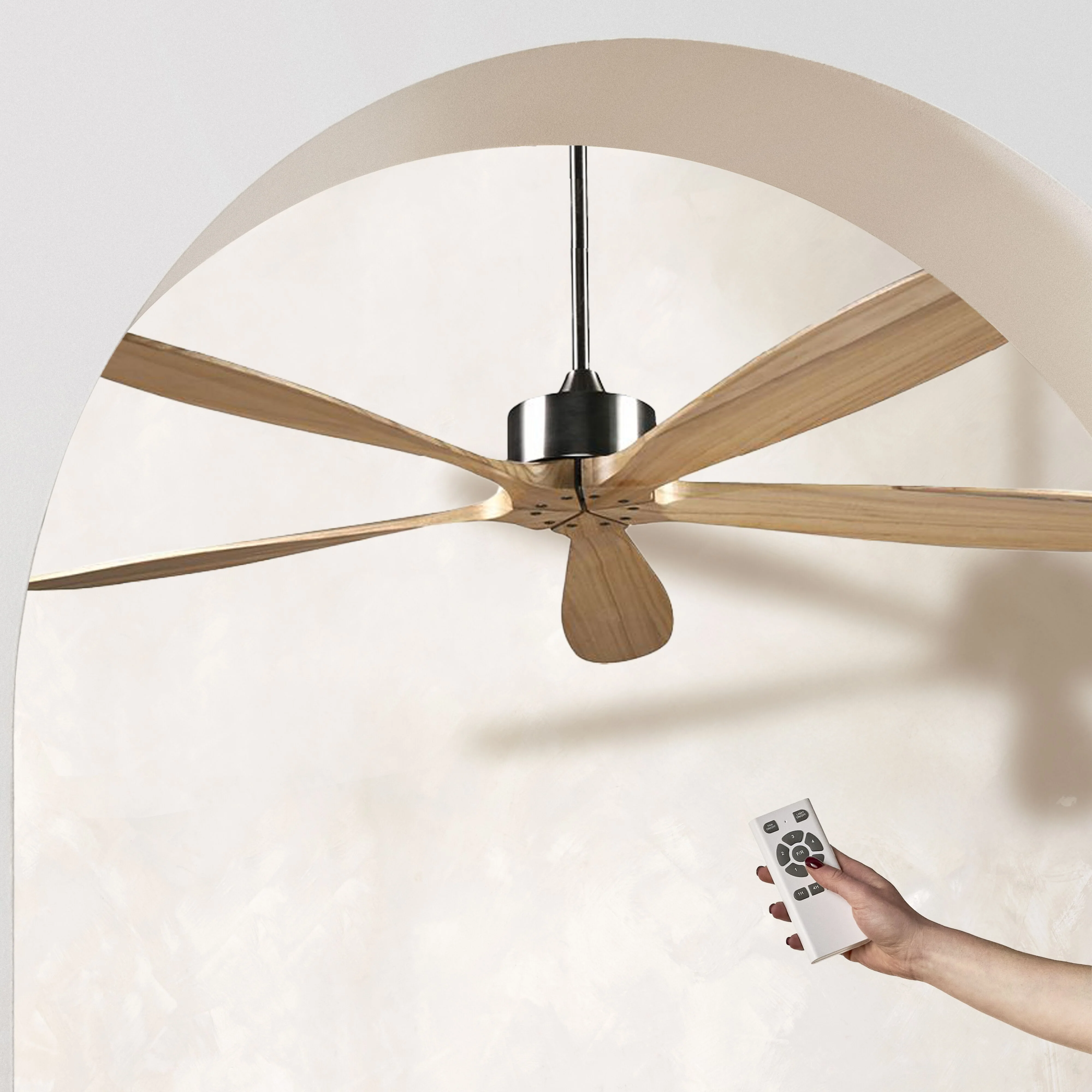 Noumea Indoor DC Ceiling Fan with Remote - Natural Timber 152cm - Image 4