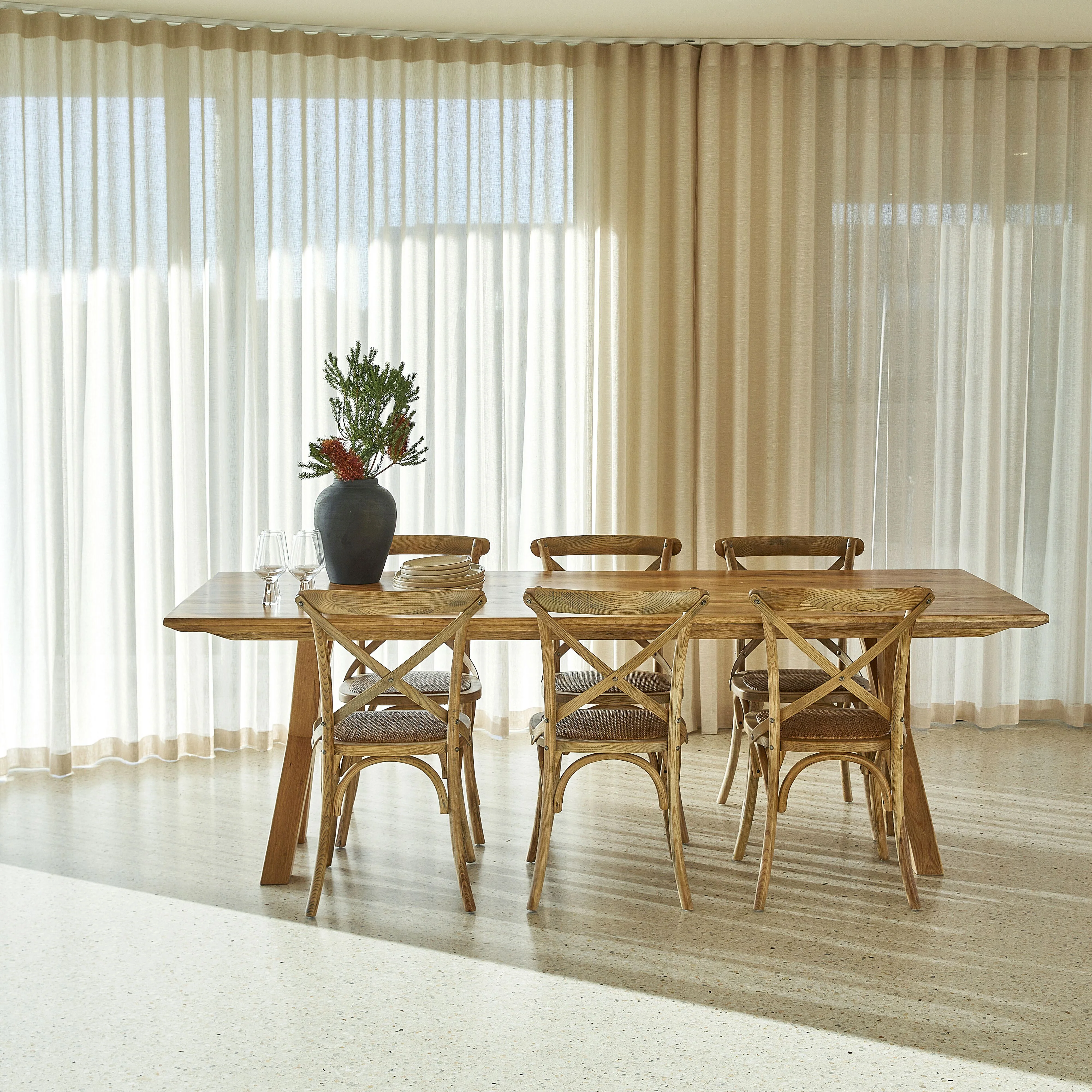 Oakdale Cross Leg Timber Dining Table 240cm - Image 7