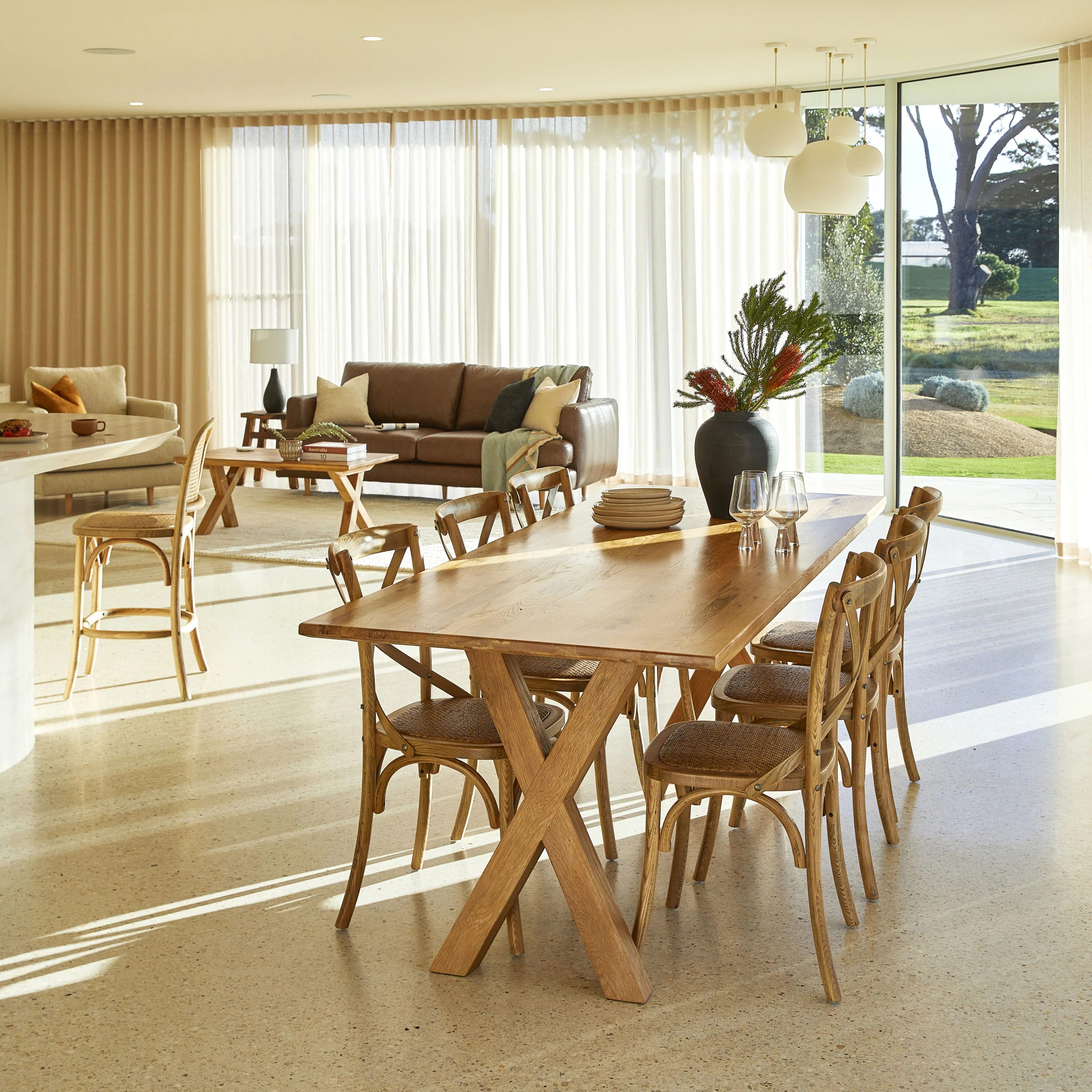 Oakdale Cross Leg Timber Dining Table 240cm - Image 8