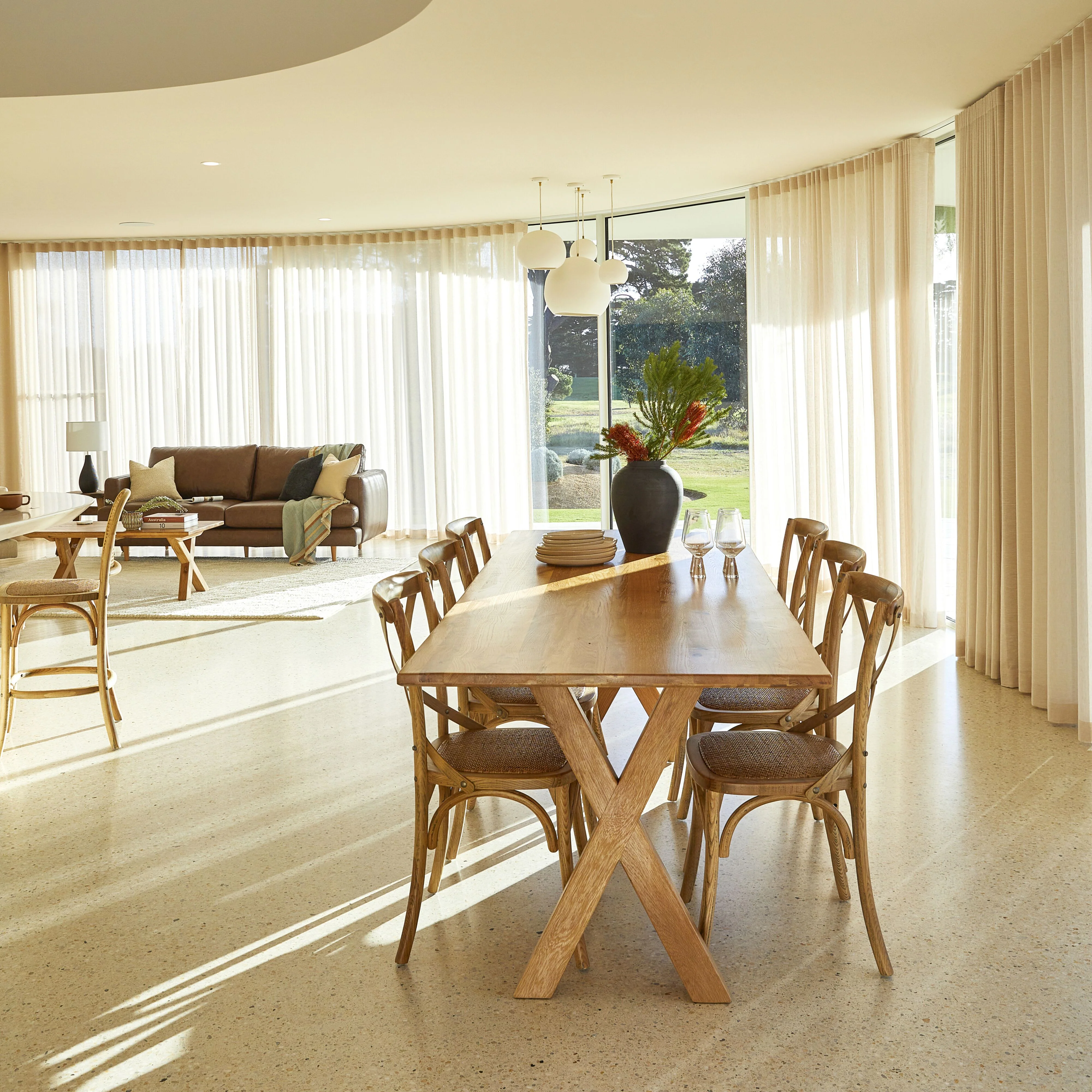 Oakdale Cross Leg Timber Dining Table 240cm - Image 9