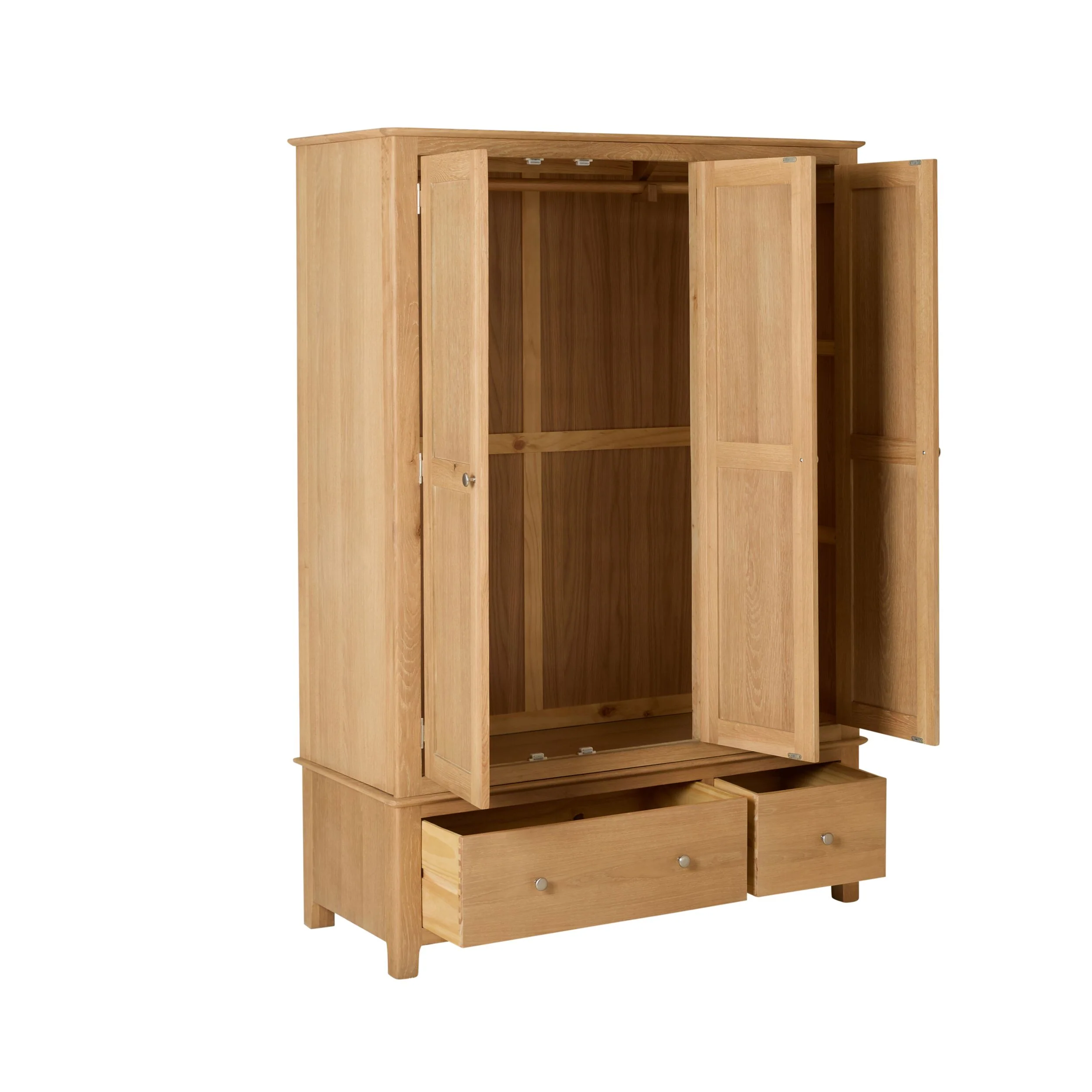 Oakridge 2 Drawer 3 Door Wardrobe Light Oak - Image 3