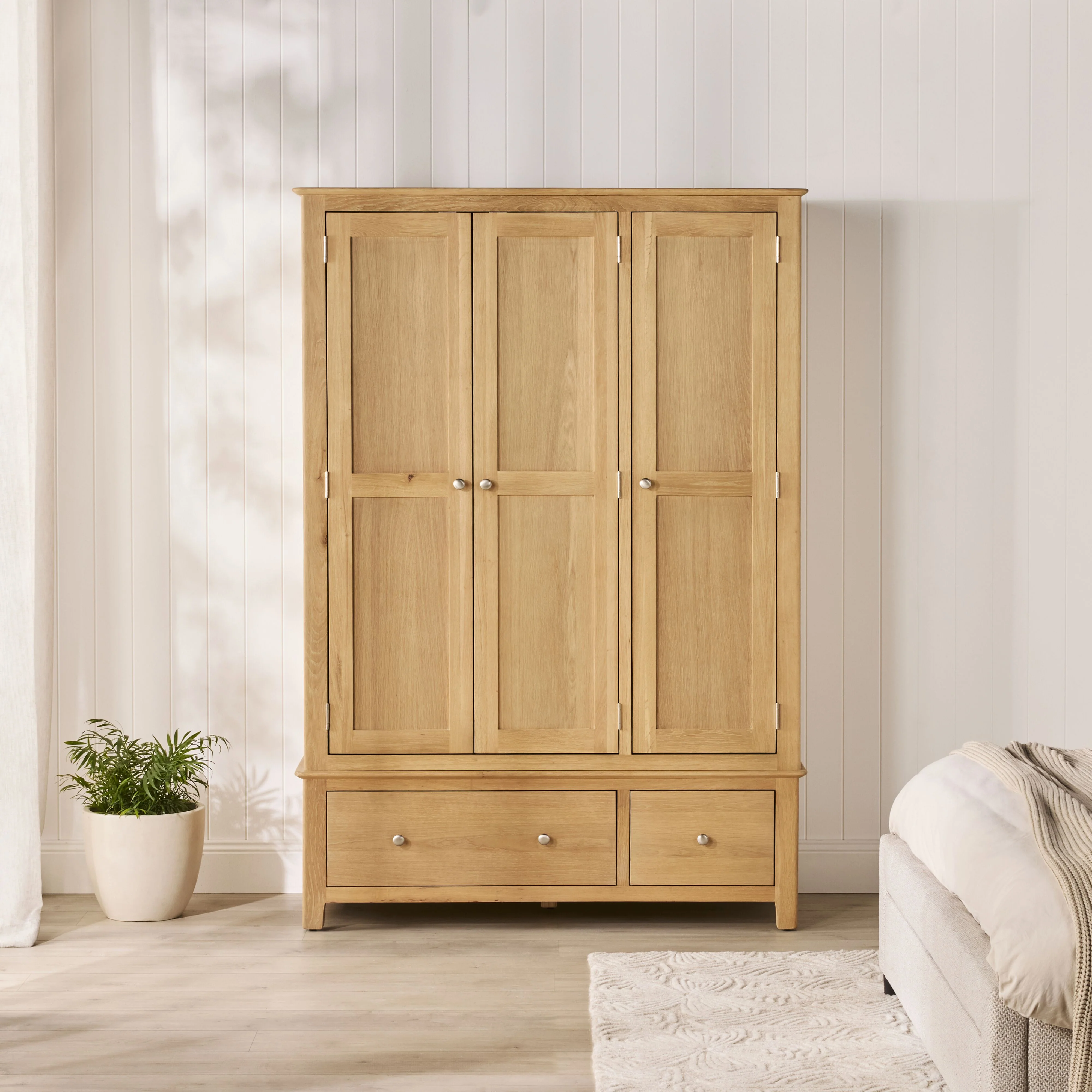 Oakridge 2 Drawer 3 Door Wardrobe Light Oak - Image 7