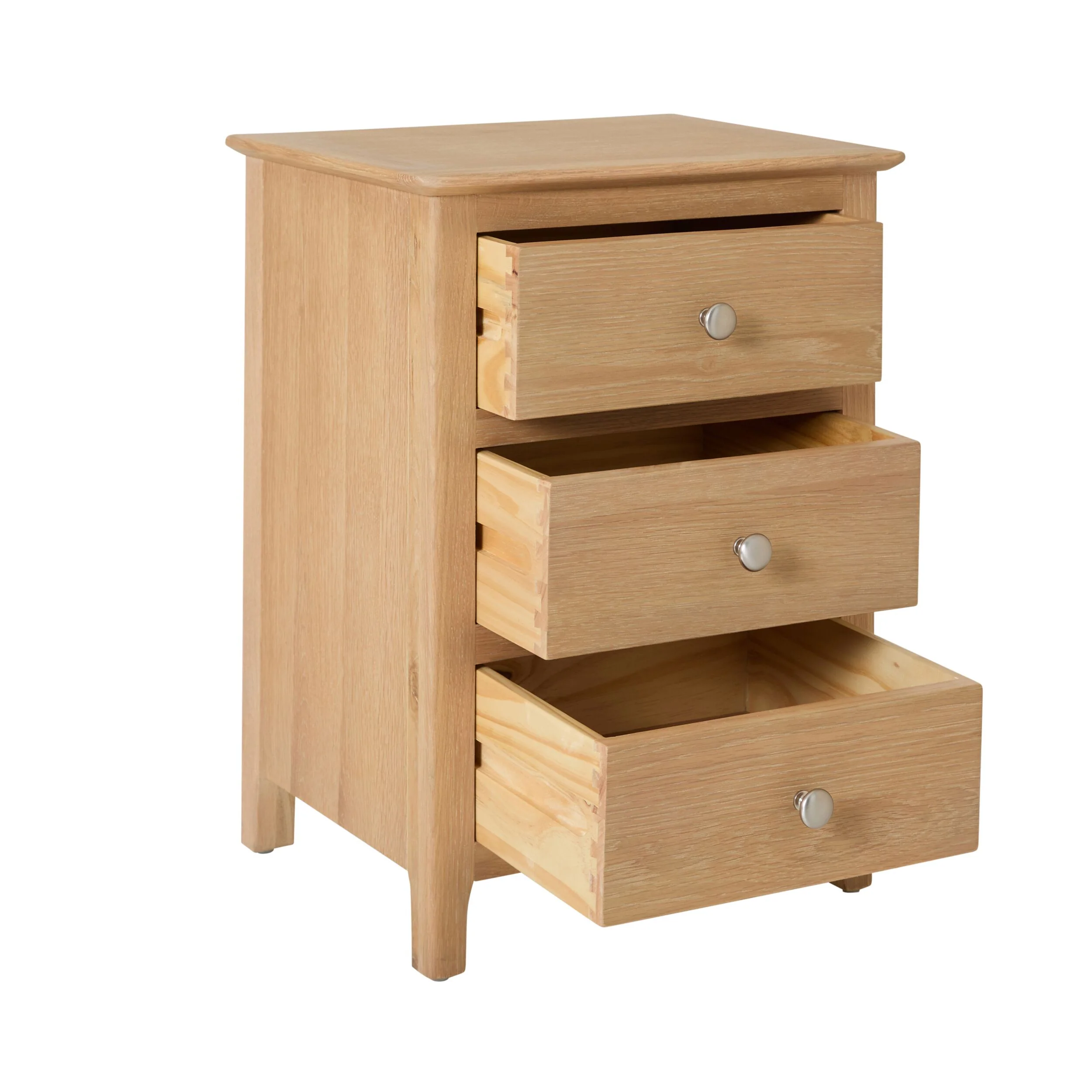 Oakridge 3 Drawer Bedside Light Oak - Image 3