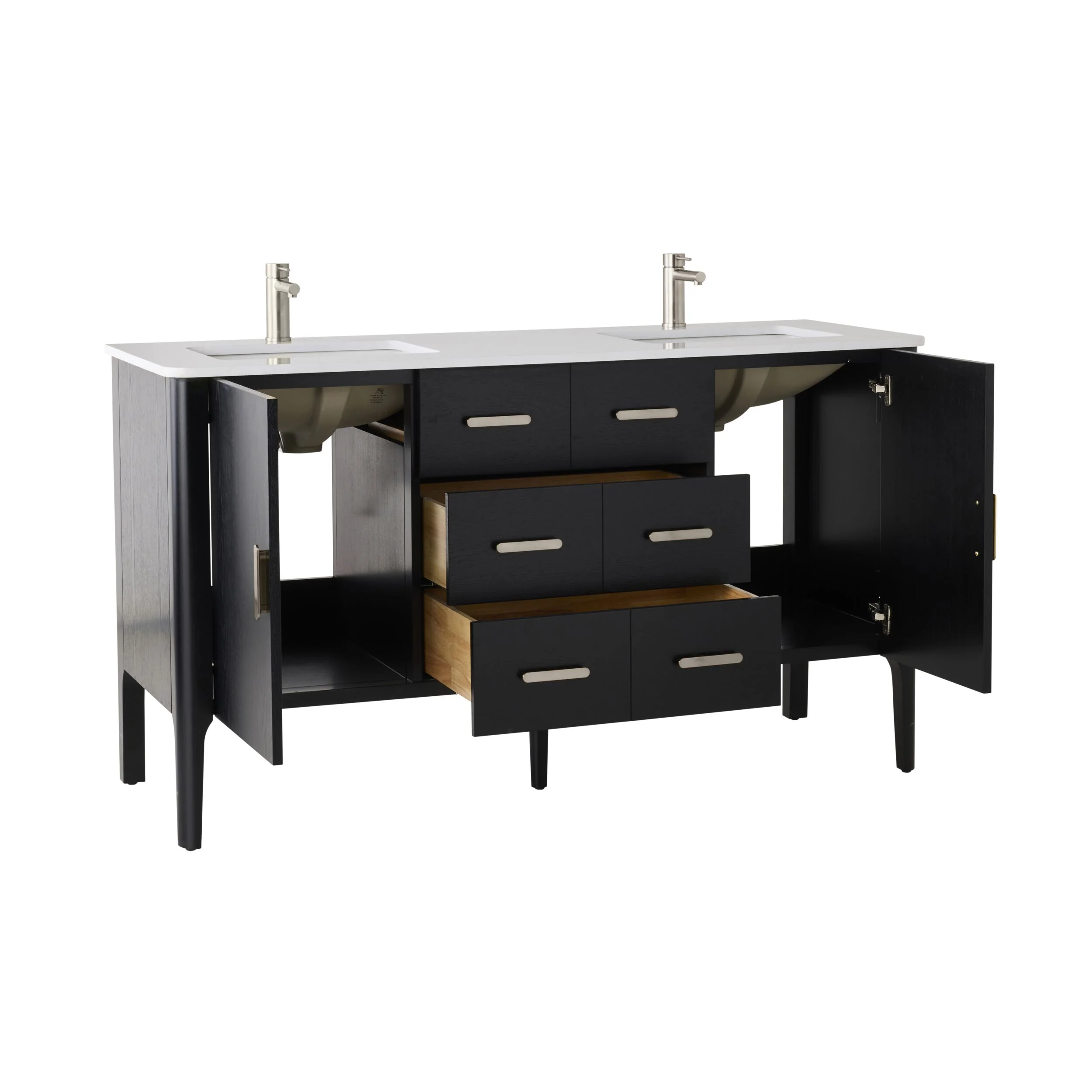 Odin Double Vanity Black Oak 1550mm - Image 3