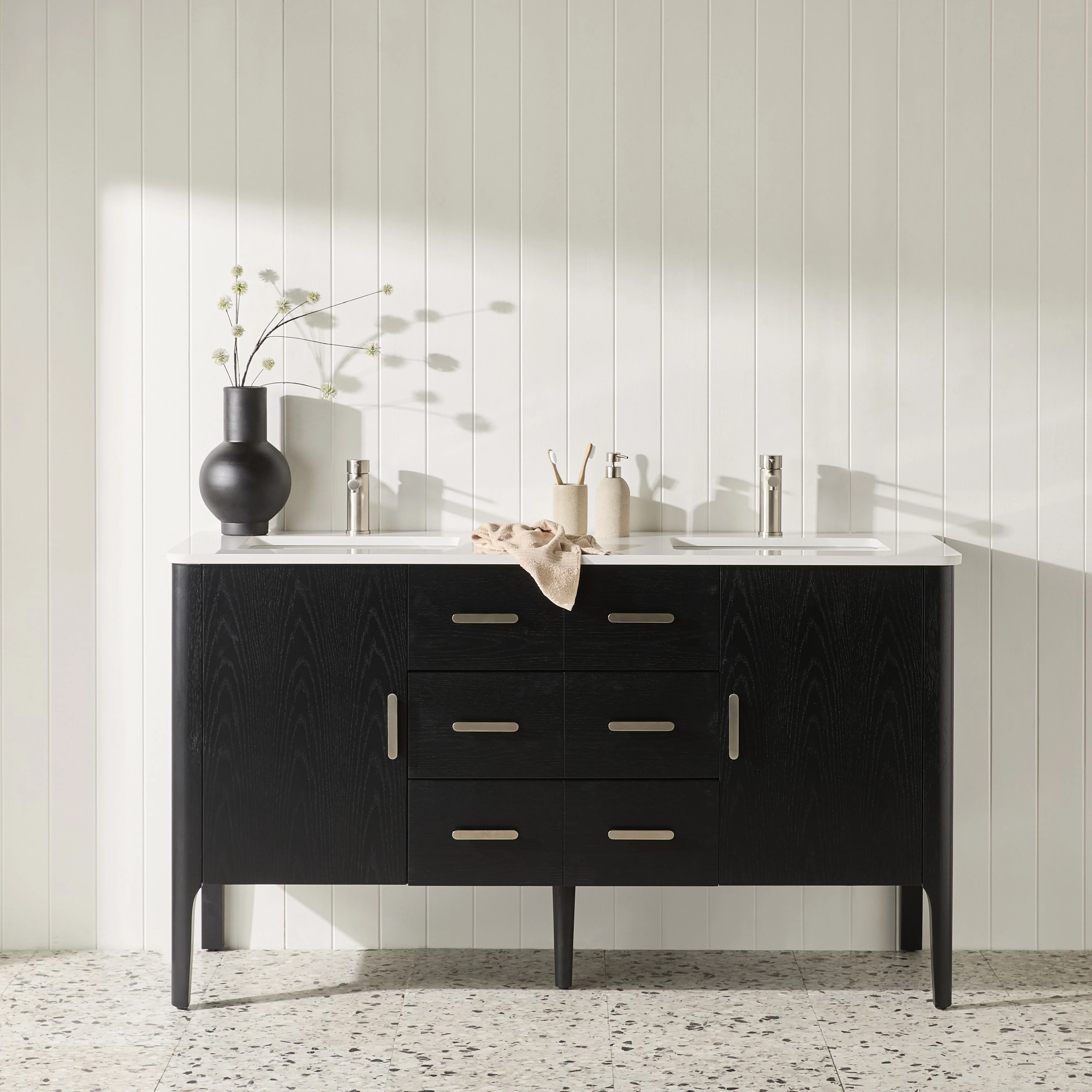 Odin Double Vanity Black Oak 1550mm - Image 8