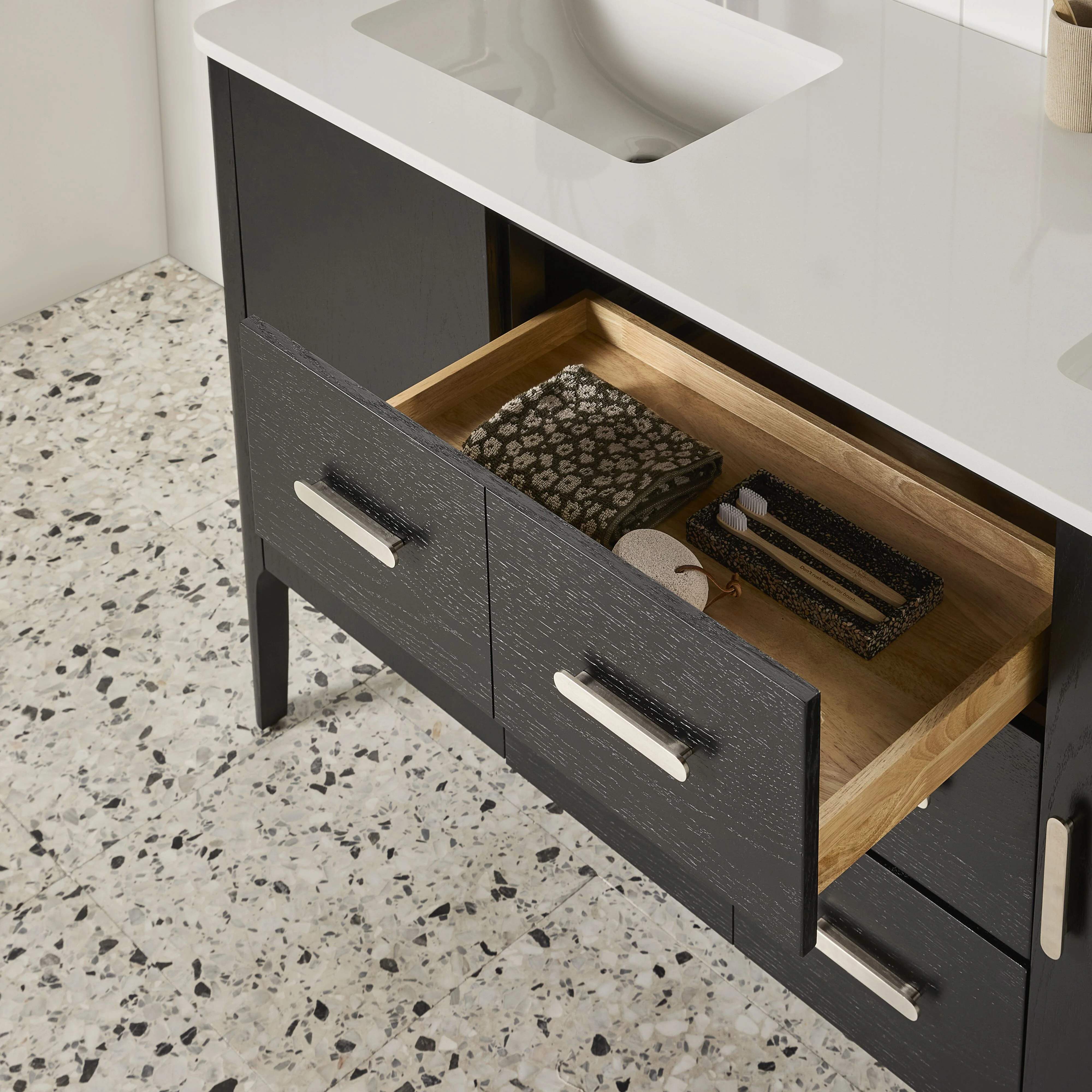 Odin Double Vanity Black Oak 1550mm - Image 9