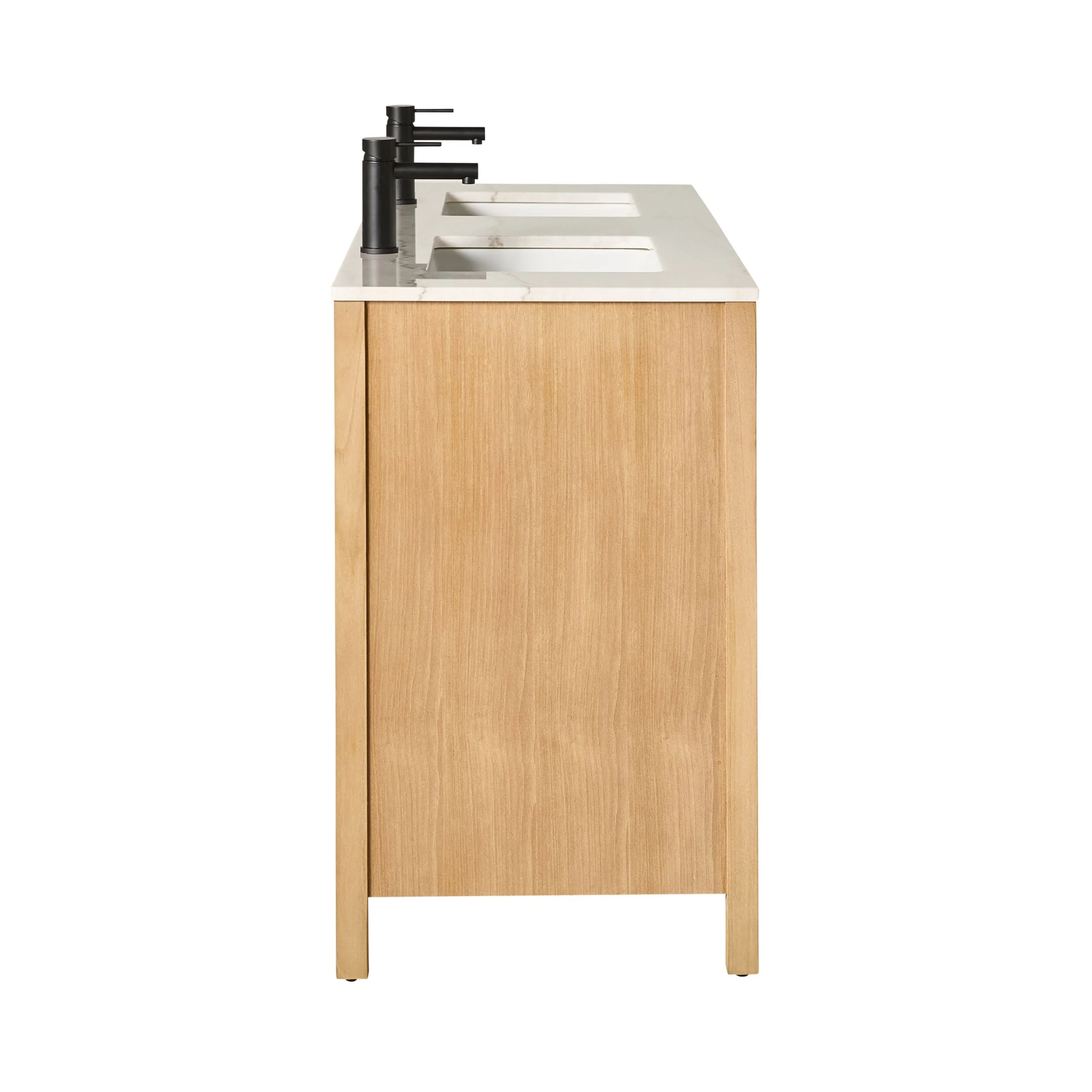 Oliver Double Bathroom Vanity Teak with Stone Top 1510mm Package - Image 4