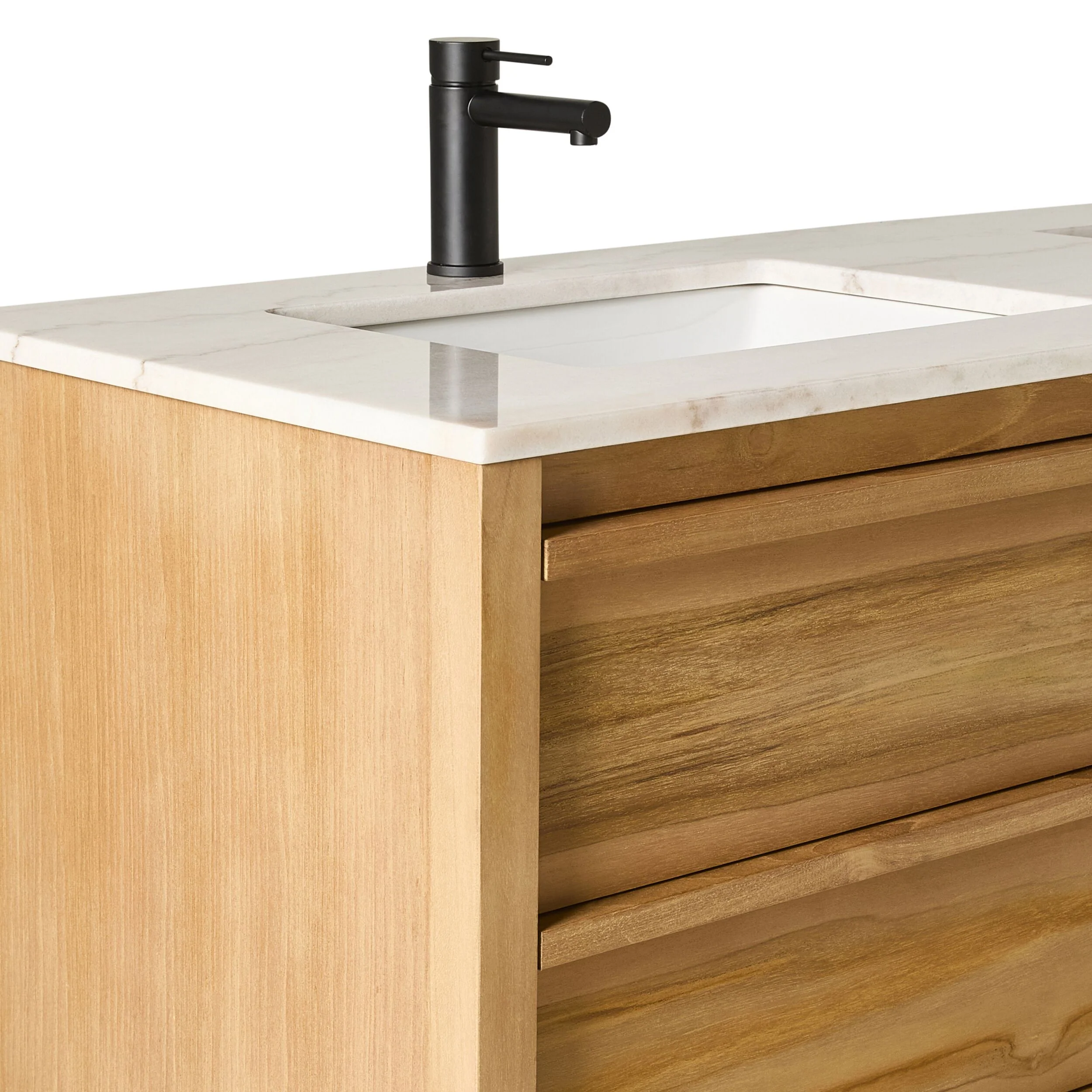 Oliver Double Bathroom Vanity Teak with Stone Top 1510mm Package - Image 6