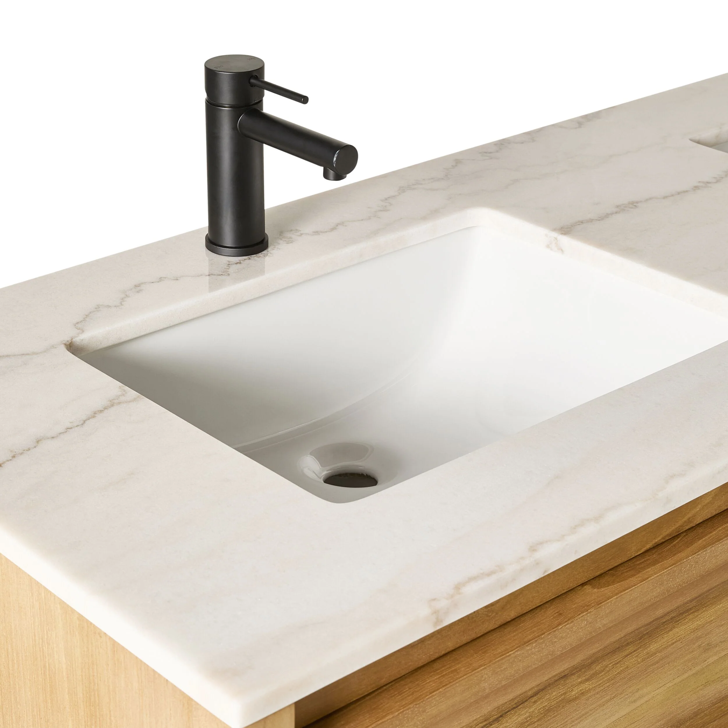 Oliver Double Bathroom Vanity Teak with Stone Top 1510mm Package - Image 7