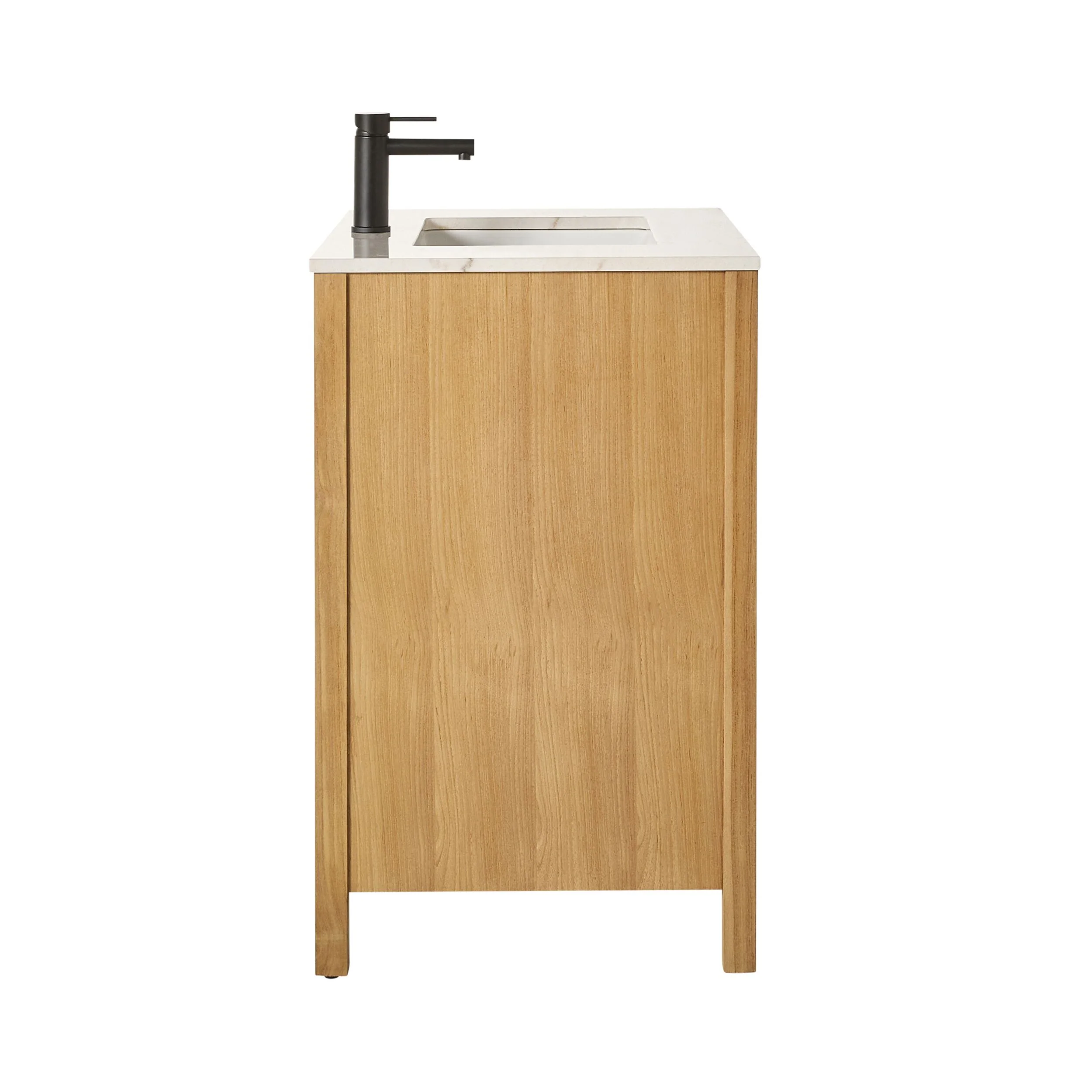 Oliver Single Bathroom Vanity Teak with Stone Top 760mm Package - Image 4