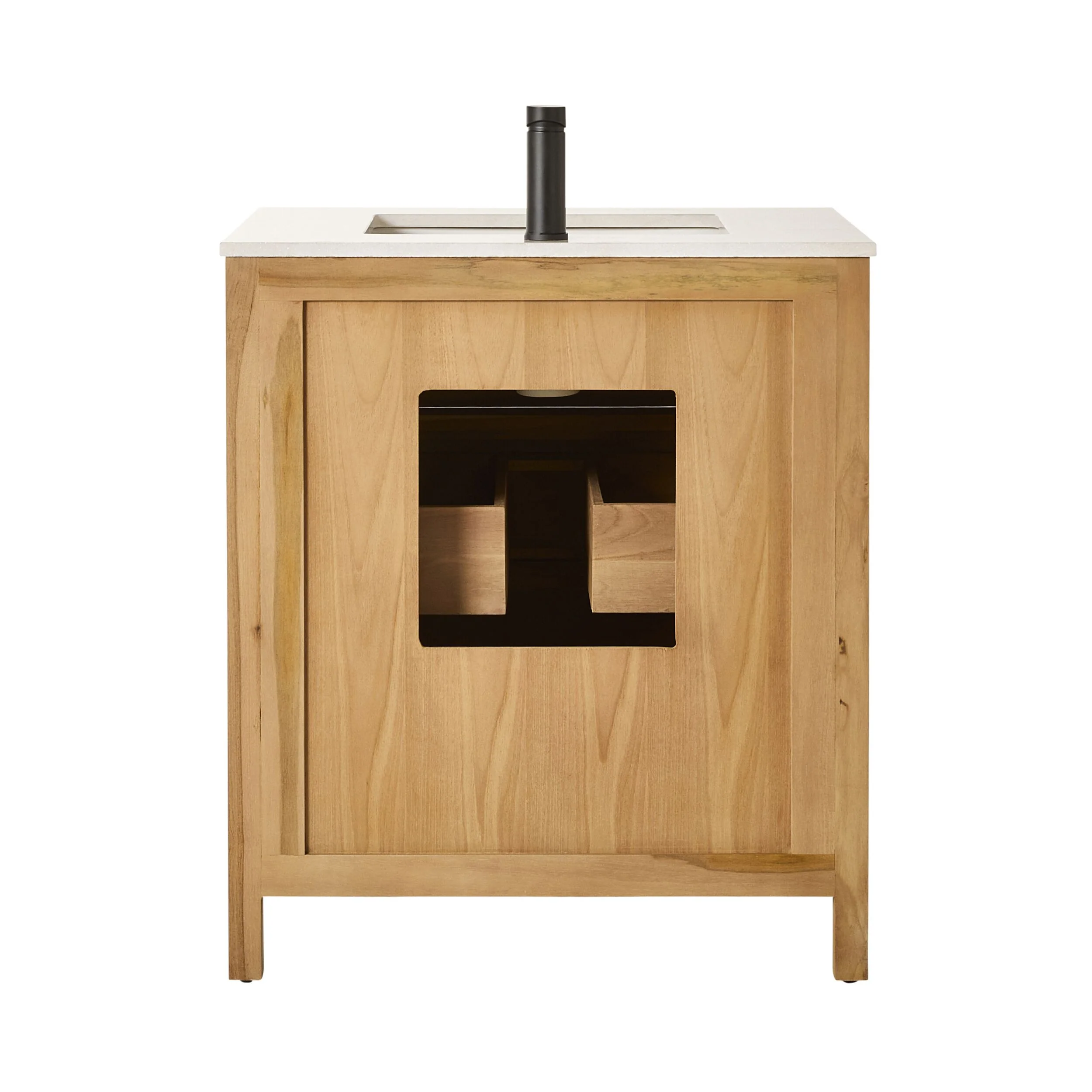 Oliver Single Bathroom Vanity Teak with Stone Top 760mm Package - Image 5