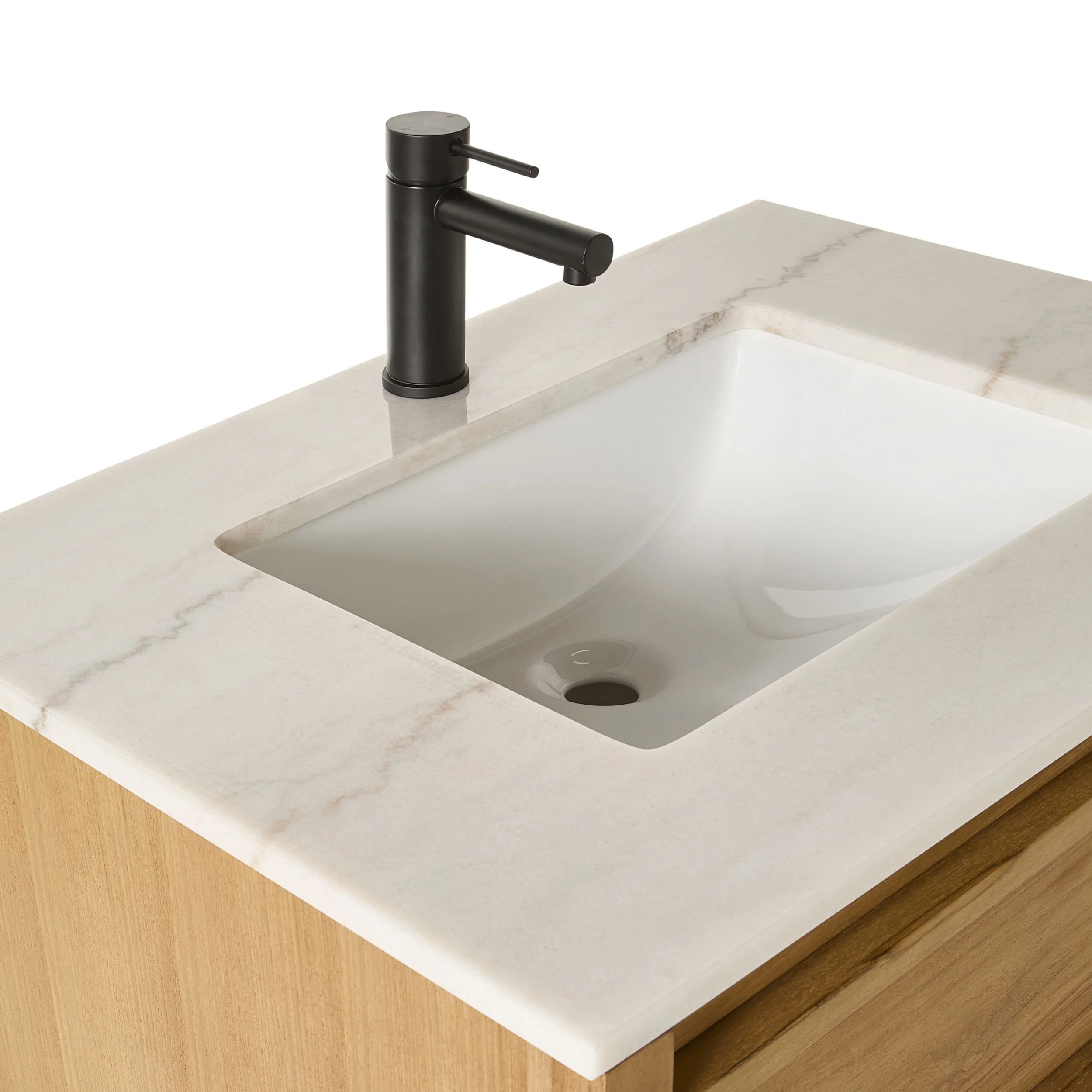 Oliver Single Bathroom Vanity Teak with Stone Top 760mm Package - Image 7