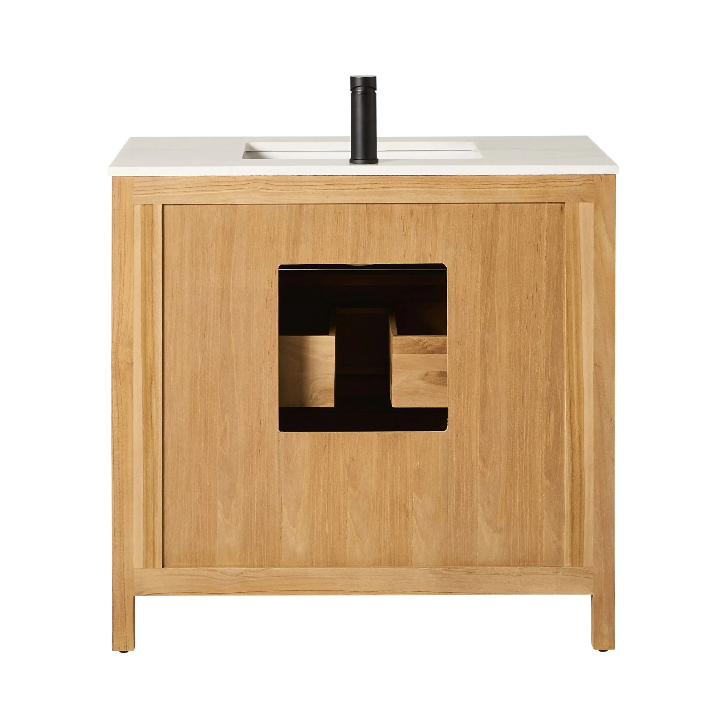 Oliver Single Bathroom Vanity Teak with Stone Top 910mm Package - Image 5