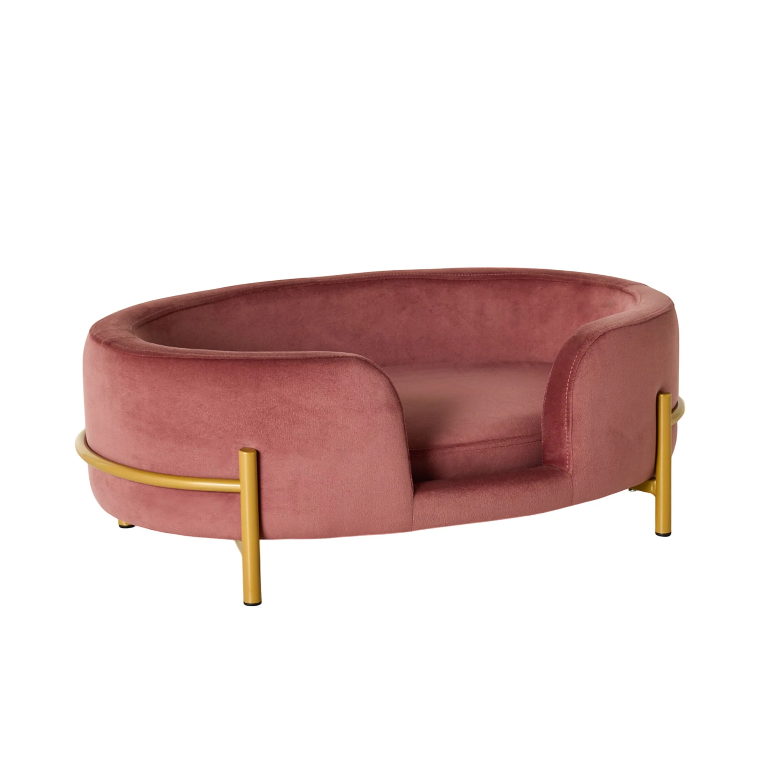 Oval Velvet Pet Bed Rose 64x41x24cm - Image 2