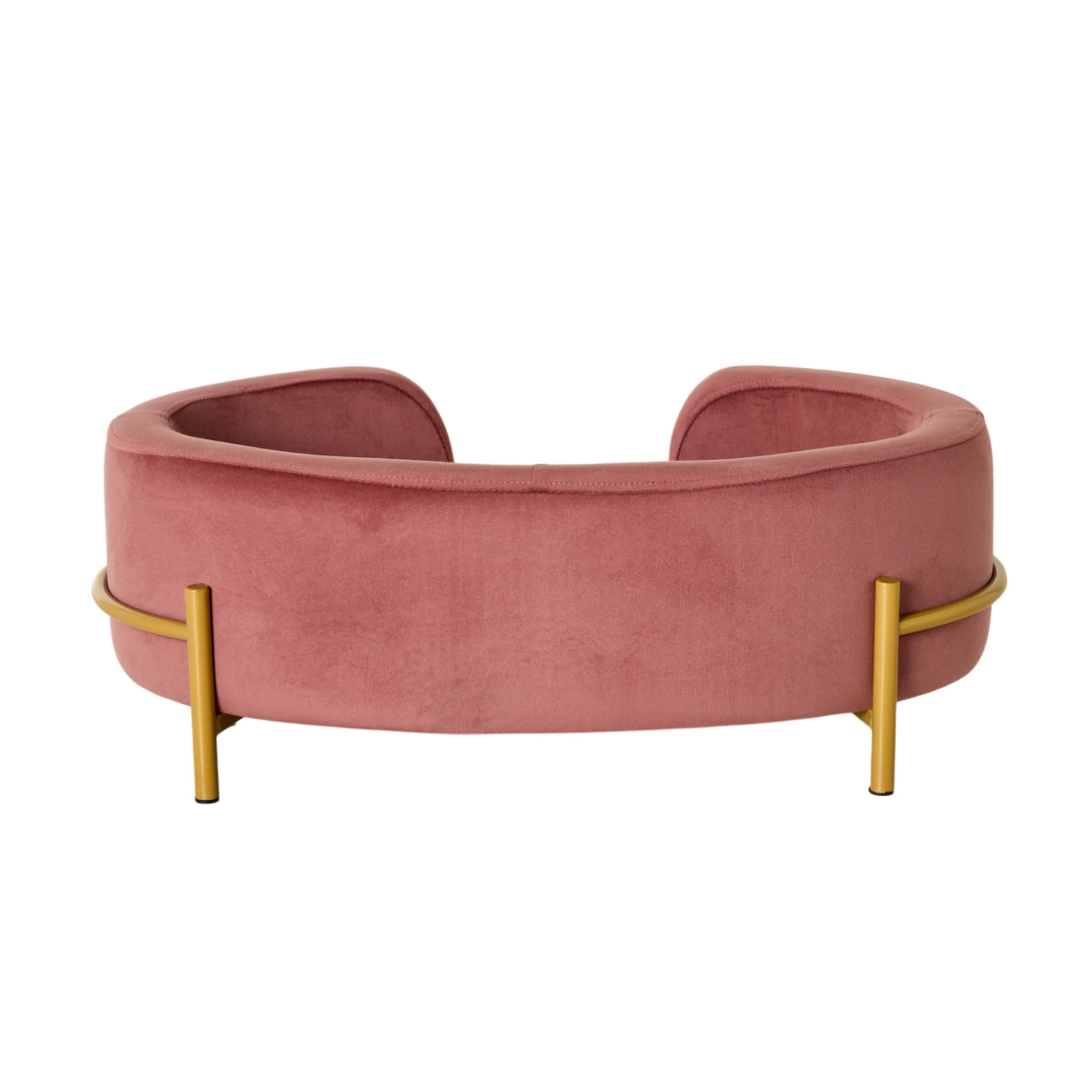 Oval Velvet Pet Bed Rose 64x41x24cm - Image 4