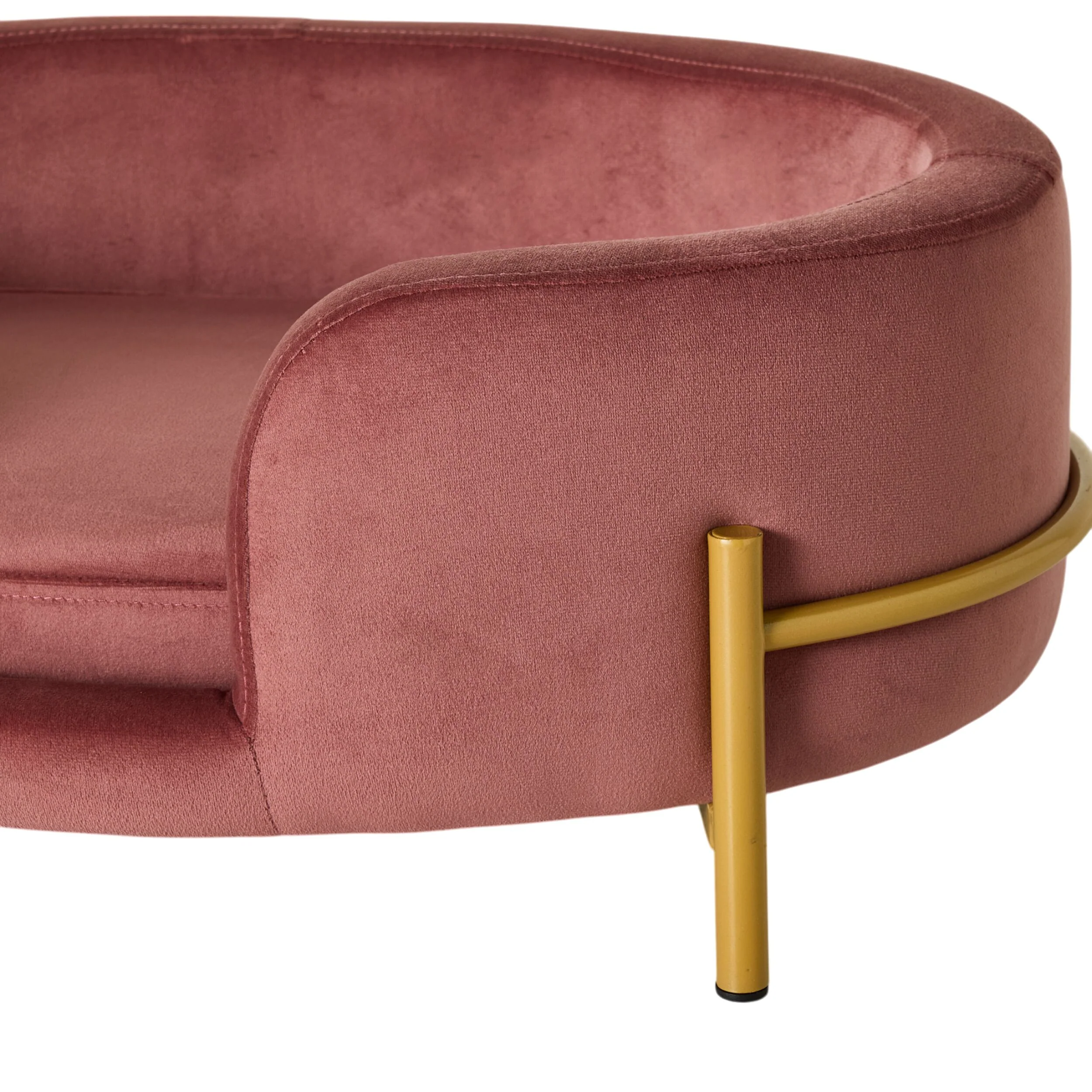 Oval Velvet Pet Bed Rose 64x41x24cm - Image 5