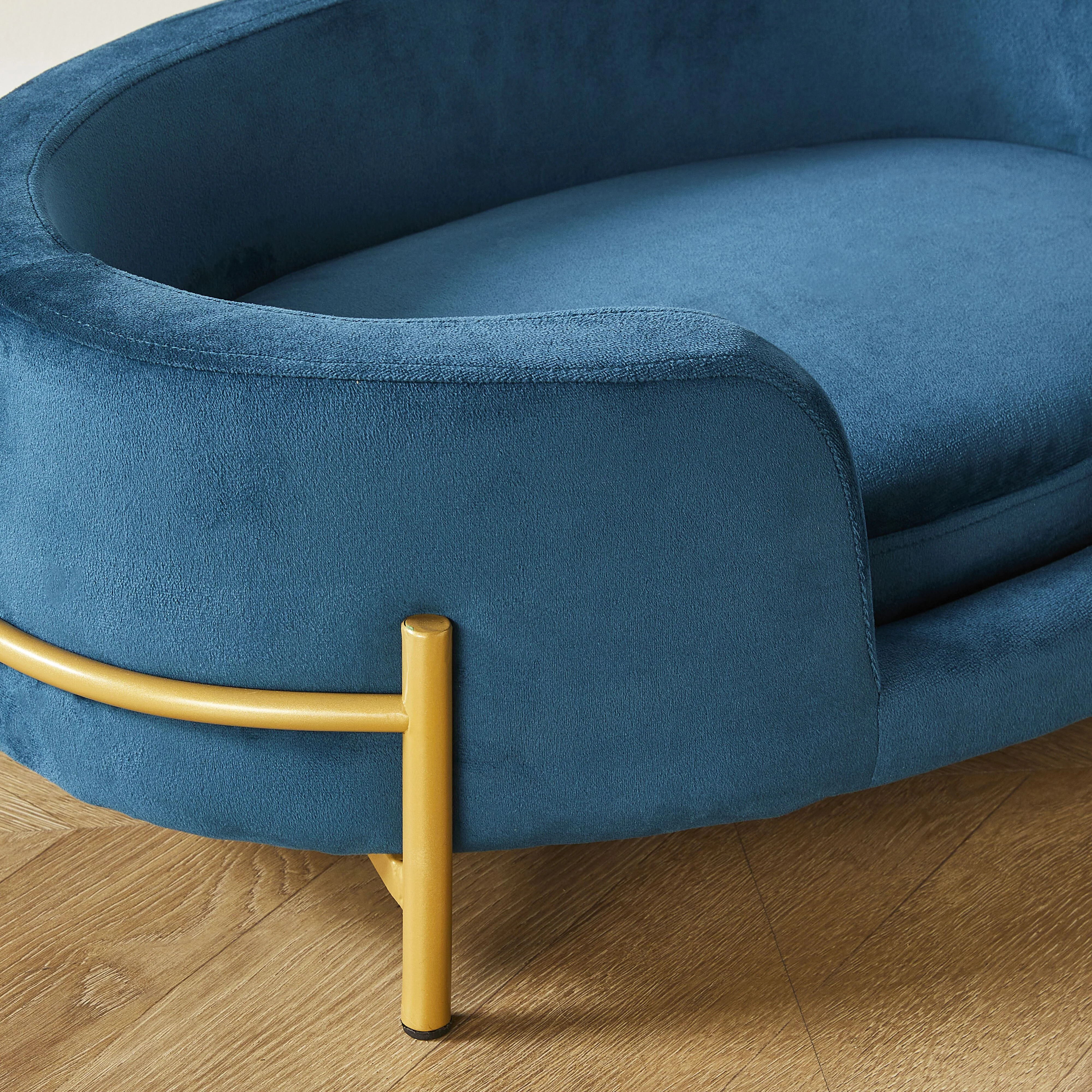 Oval Velvet Pet Bed Teal Blue 64x41x24cm - Image 6