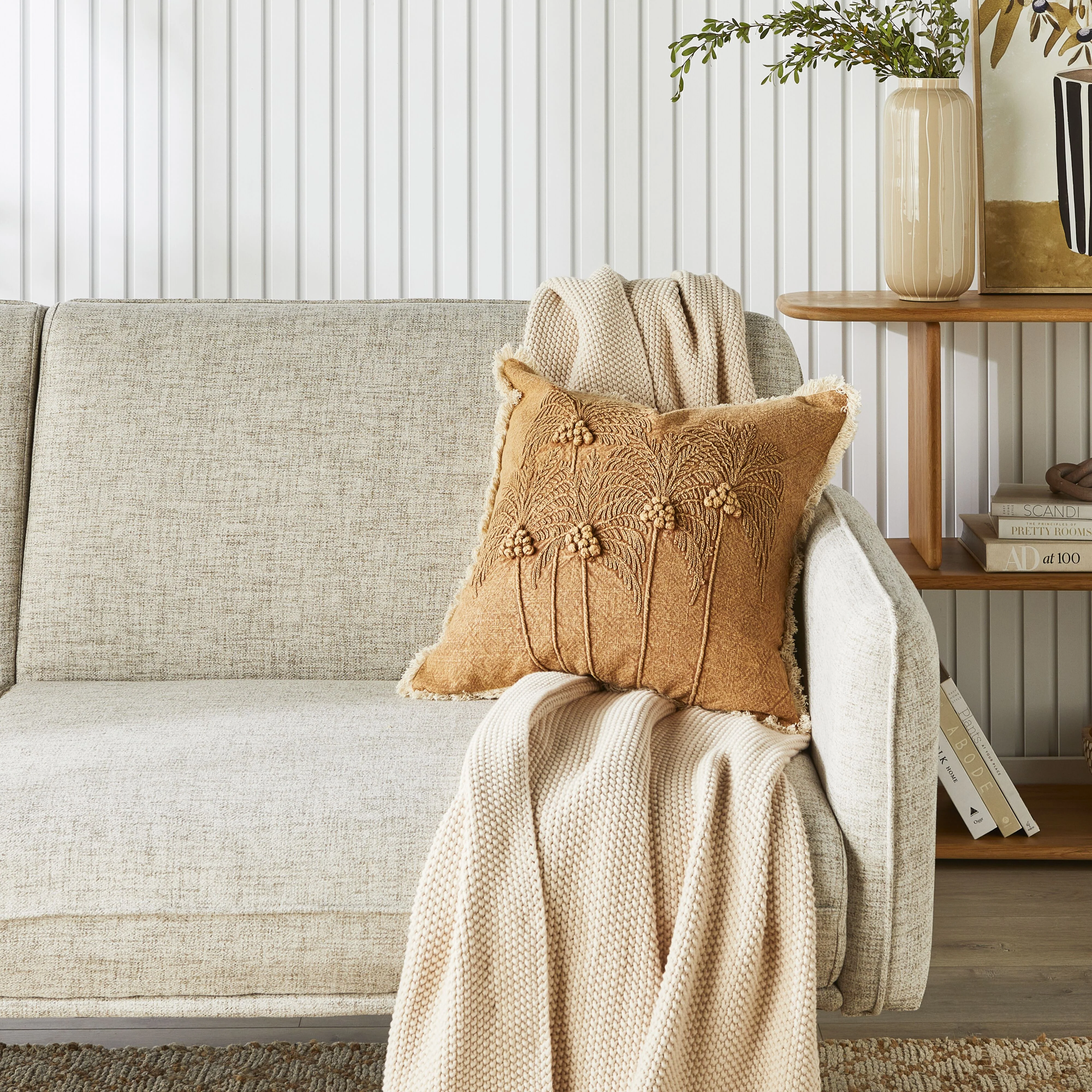 Palm Dusk Embroidered Cushion 45x45cm - Image 4