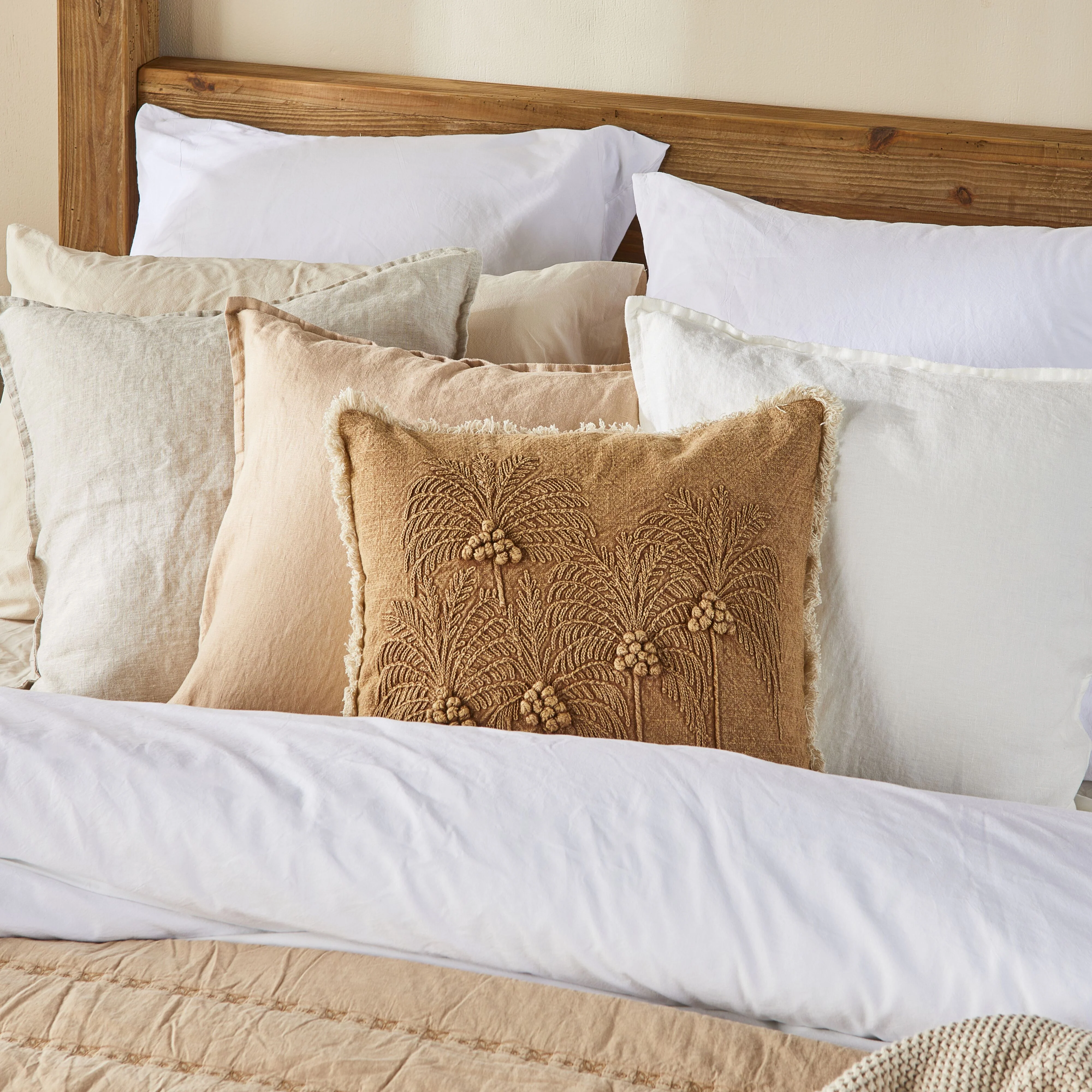 Palm Dusk Embroidered Cushion 45x45cm - Image 5