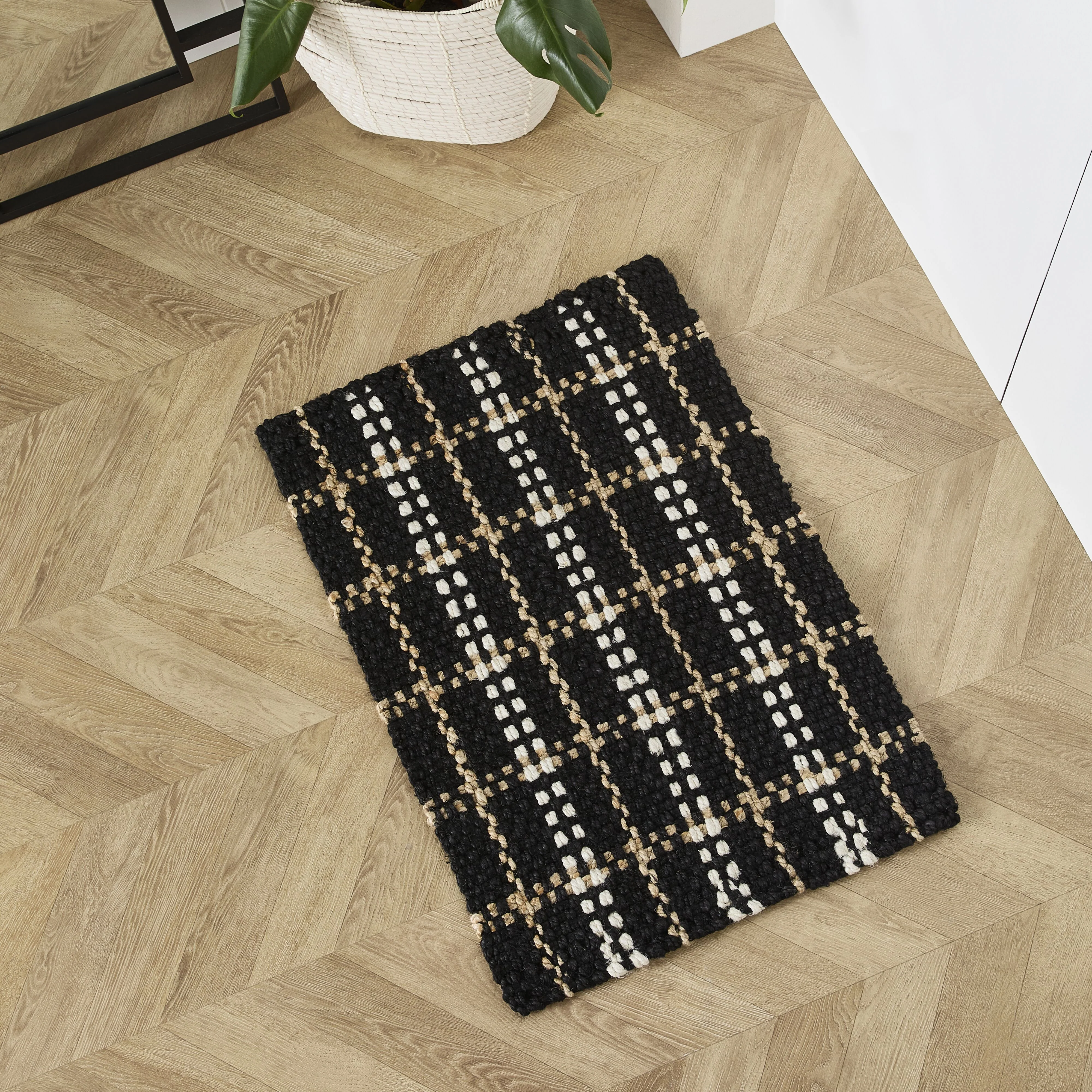 Panama Check Jute Doormat 60x90cm - Image 3