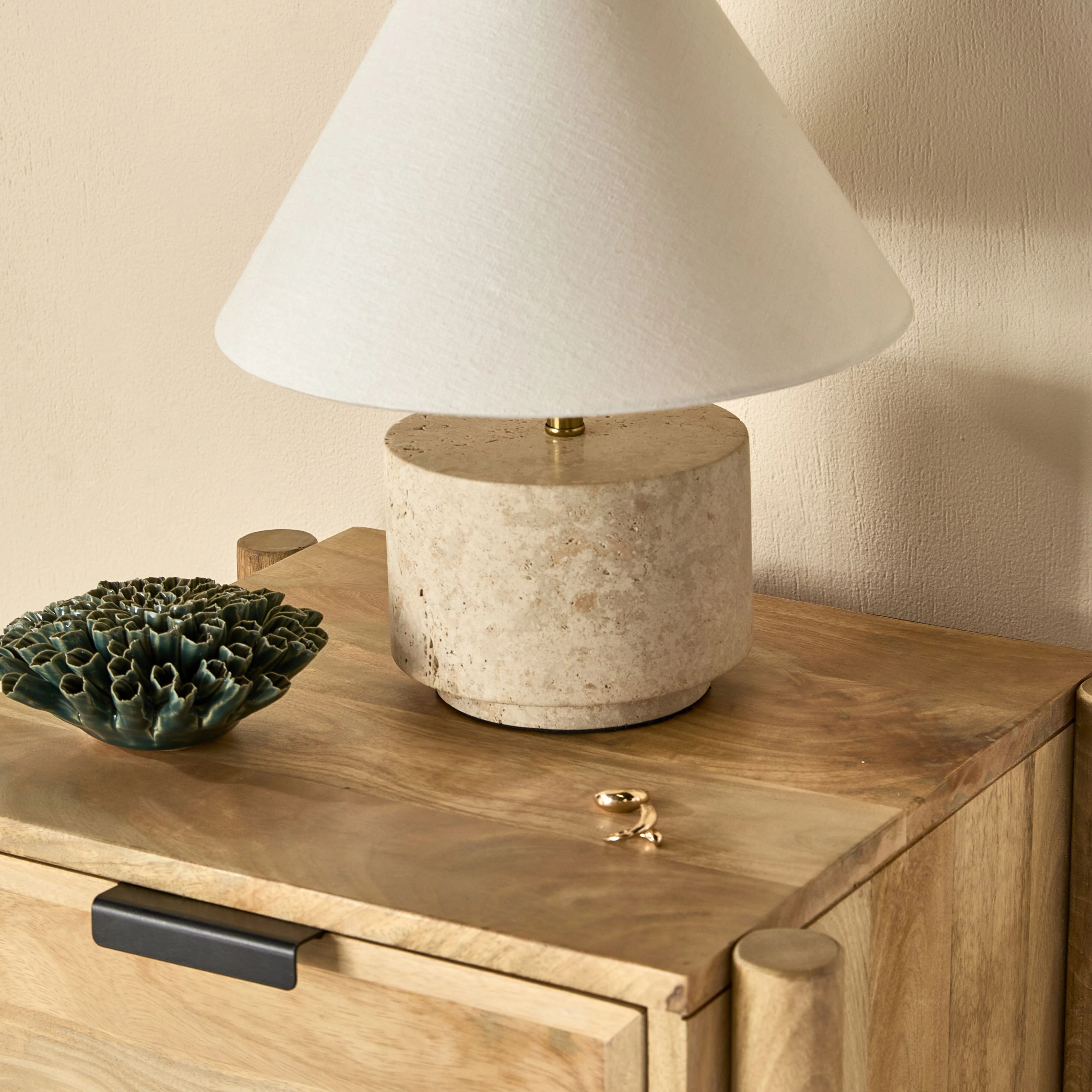 Paola Round Travertine Table Lamp 35cm - Image 5