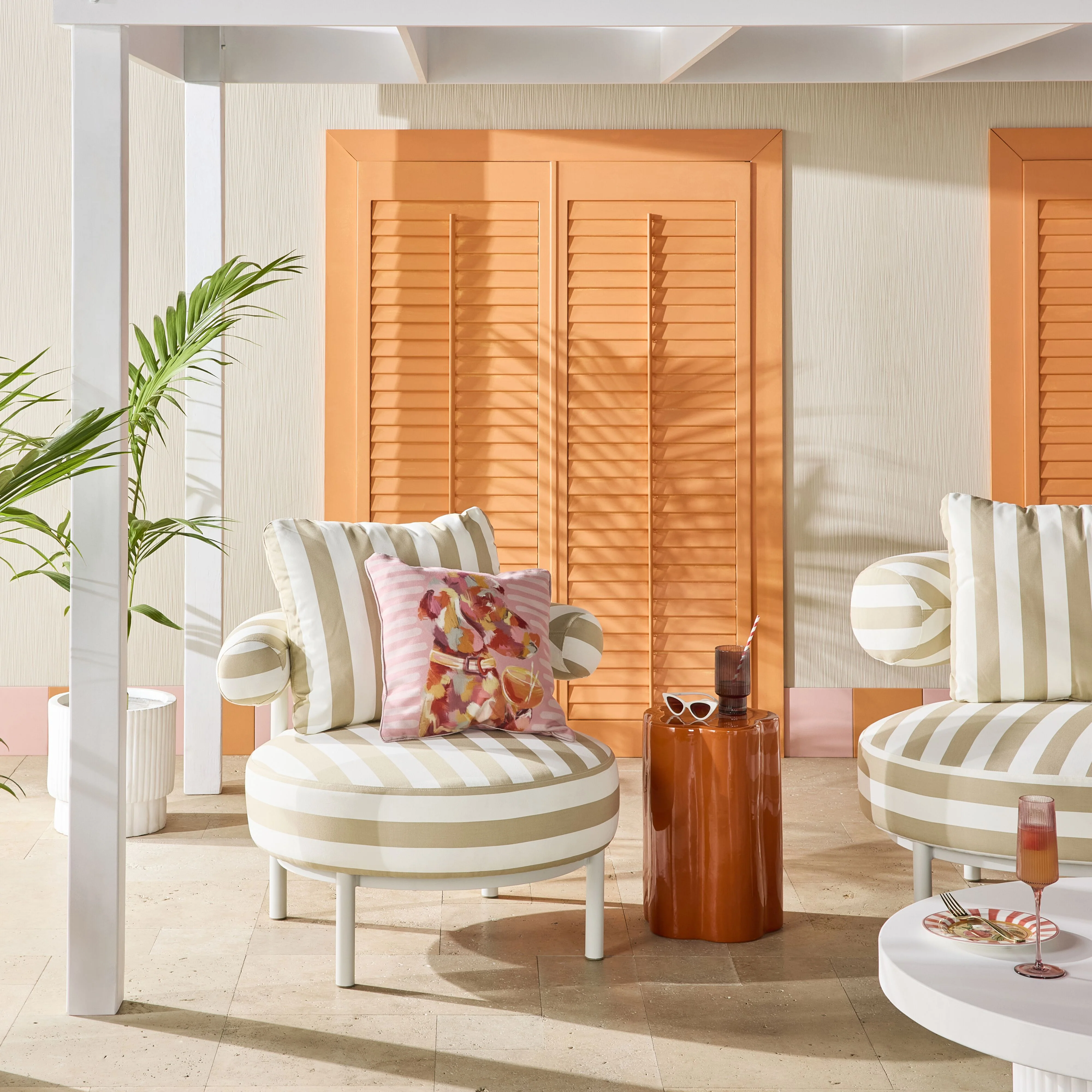 Parri Occasional Chair Taupe Stripe - Image 7