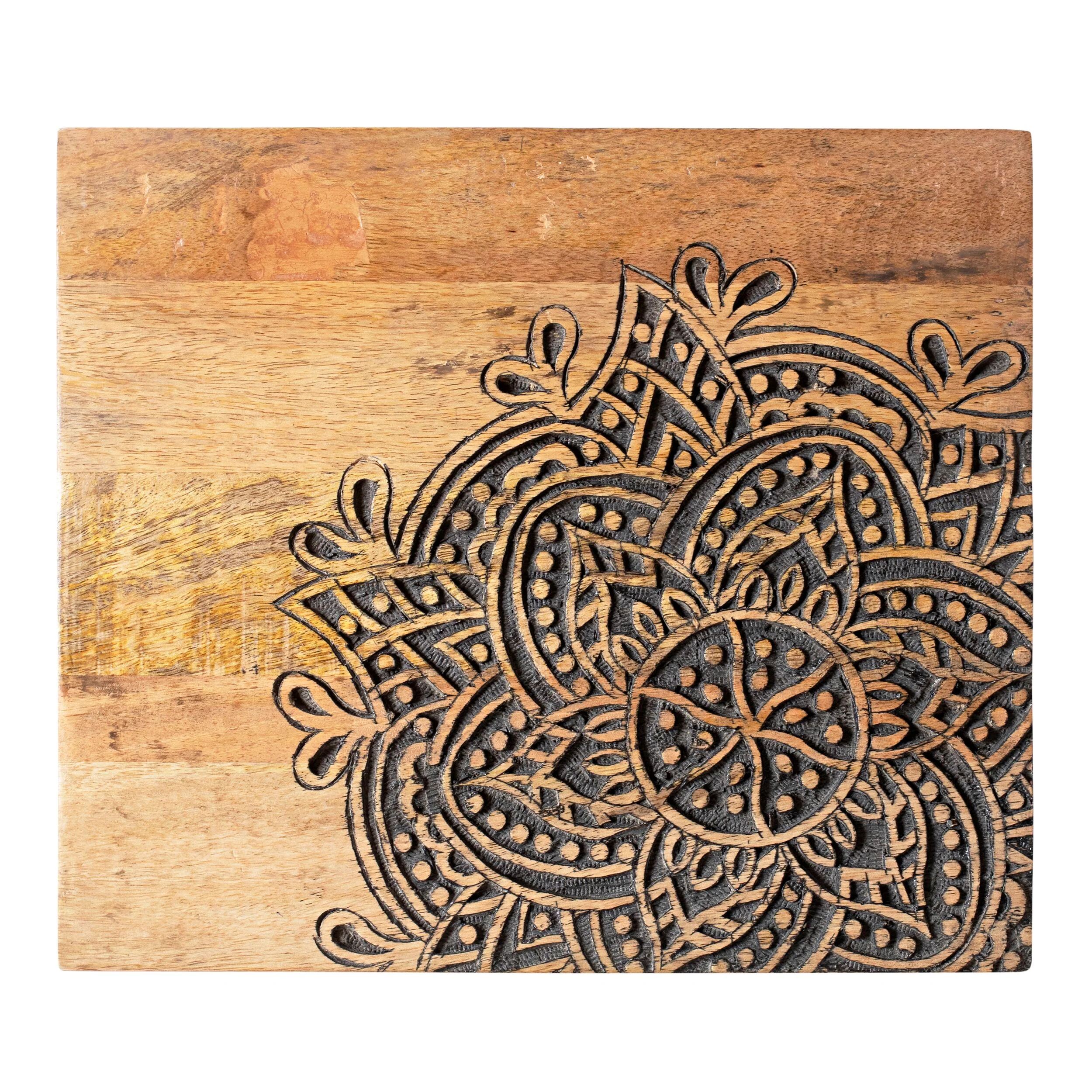 Parvani Carved Top Mango Wood Table 41x38x33cm - Image 3