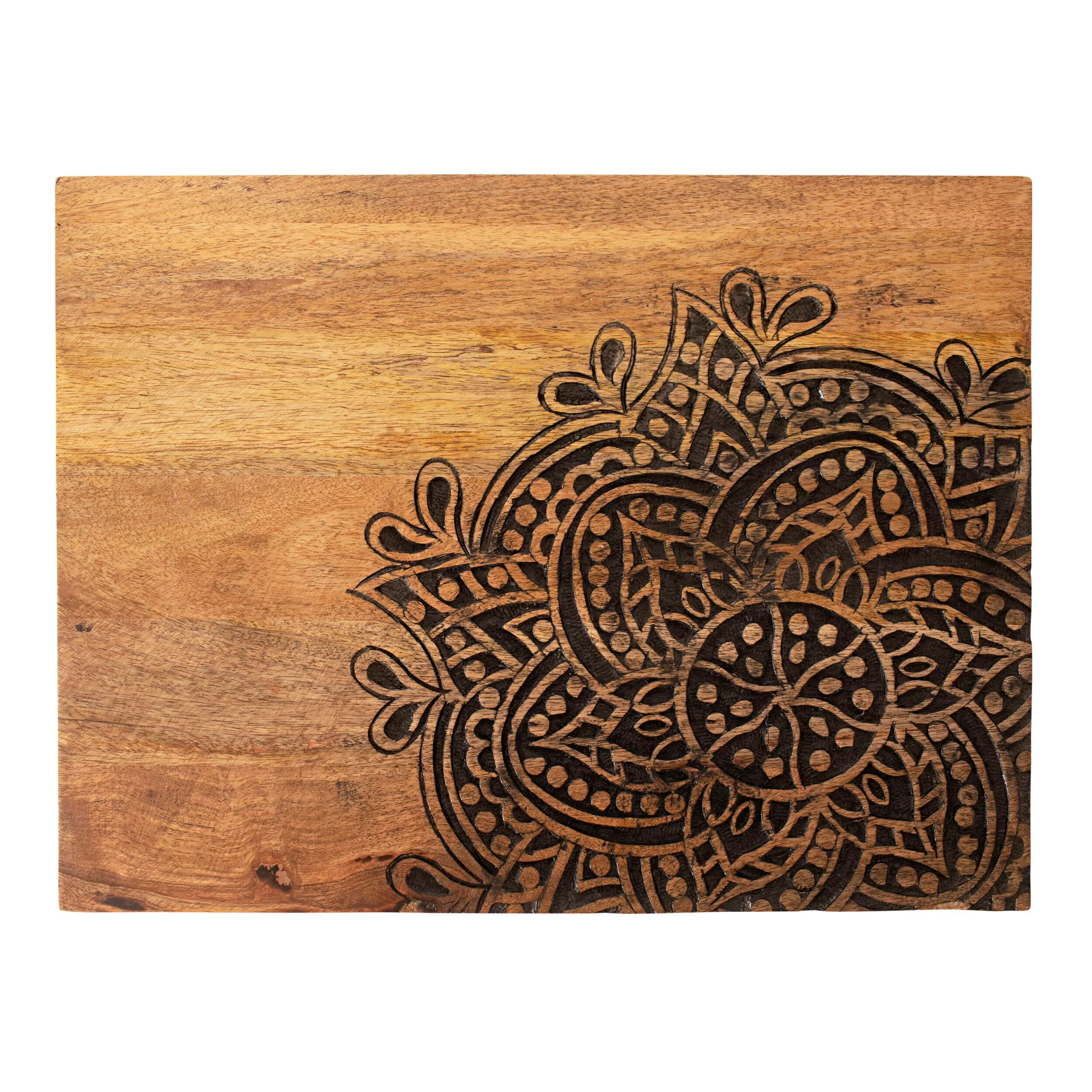Parvani Carved Top Mango Wood Table 51x48x38cm - Image 3