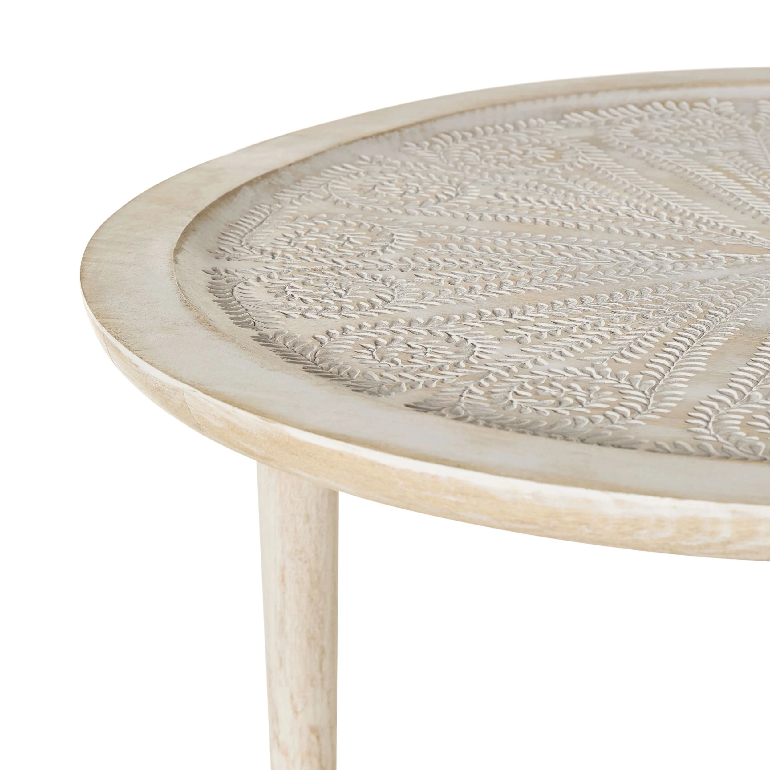 Pavan White Washed Wooden Side Table 48cm - Image 2