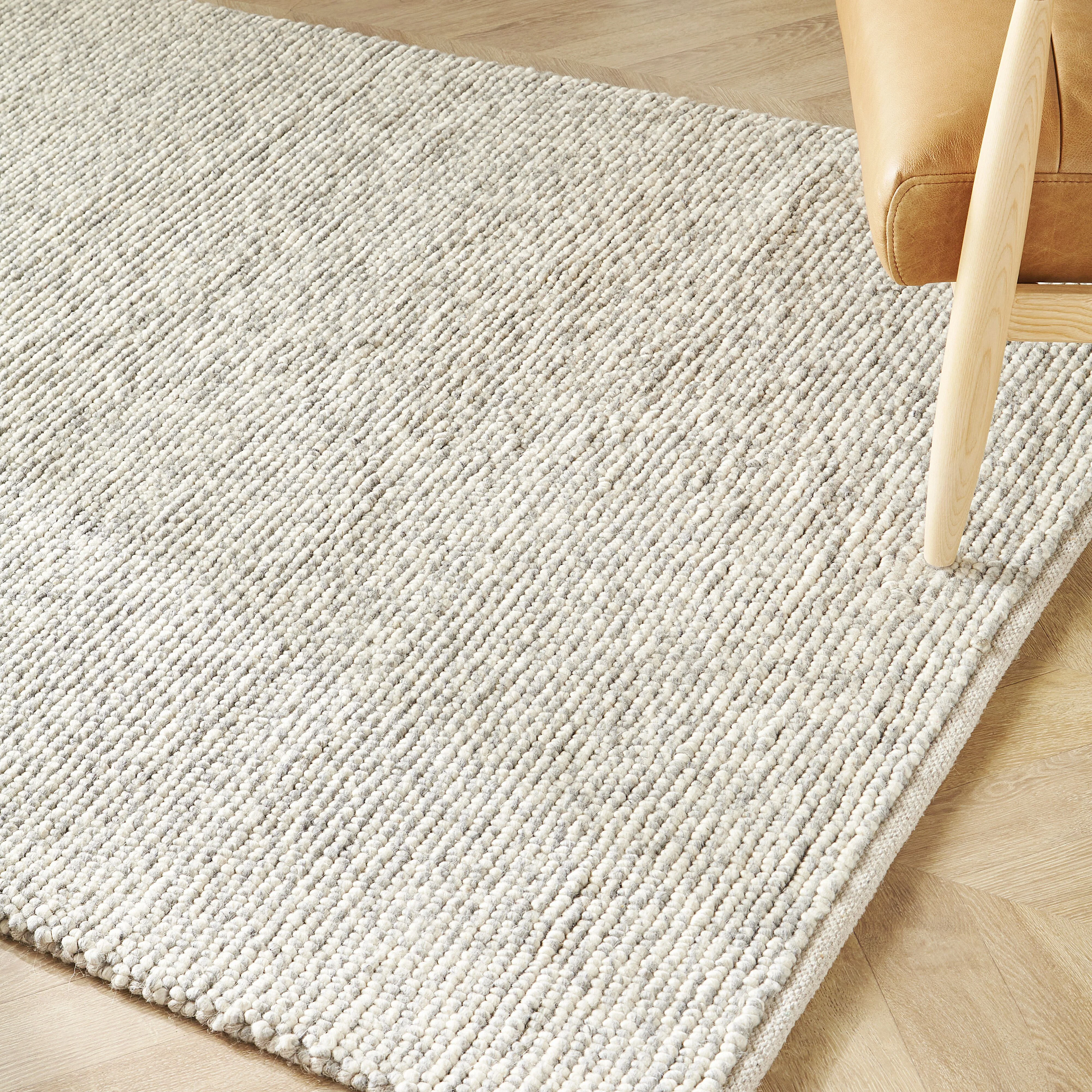 Pebbles Hand Woven Grey Wool Viscose Rug 240x150cm - Image 5
