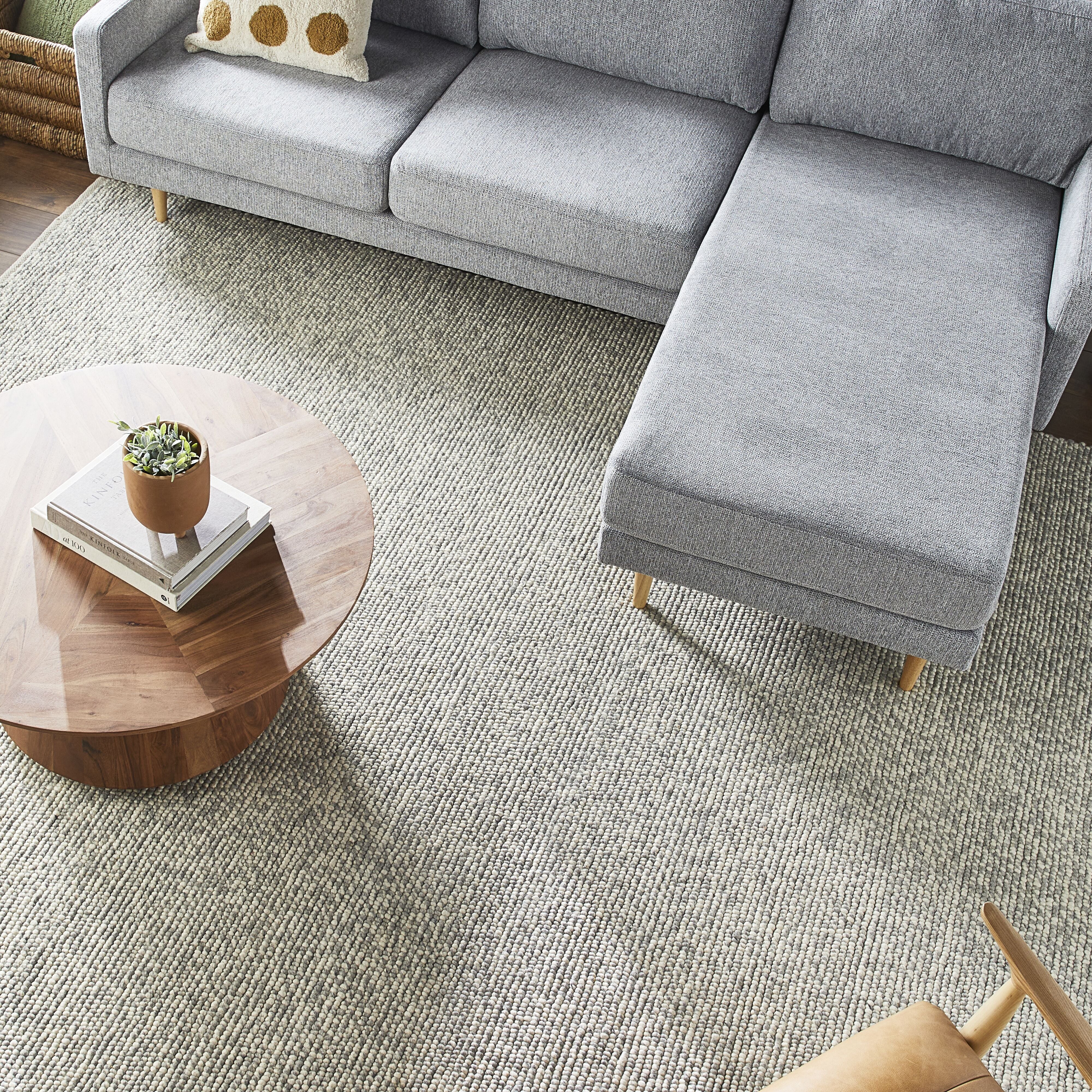 Pebbles Hand Woven Grey Wool Viscose Rug 240 x 300 cm - Image 5