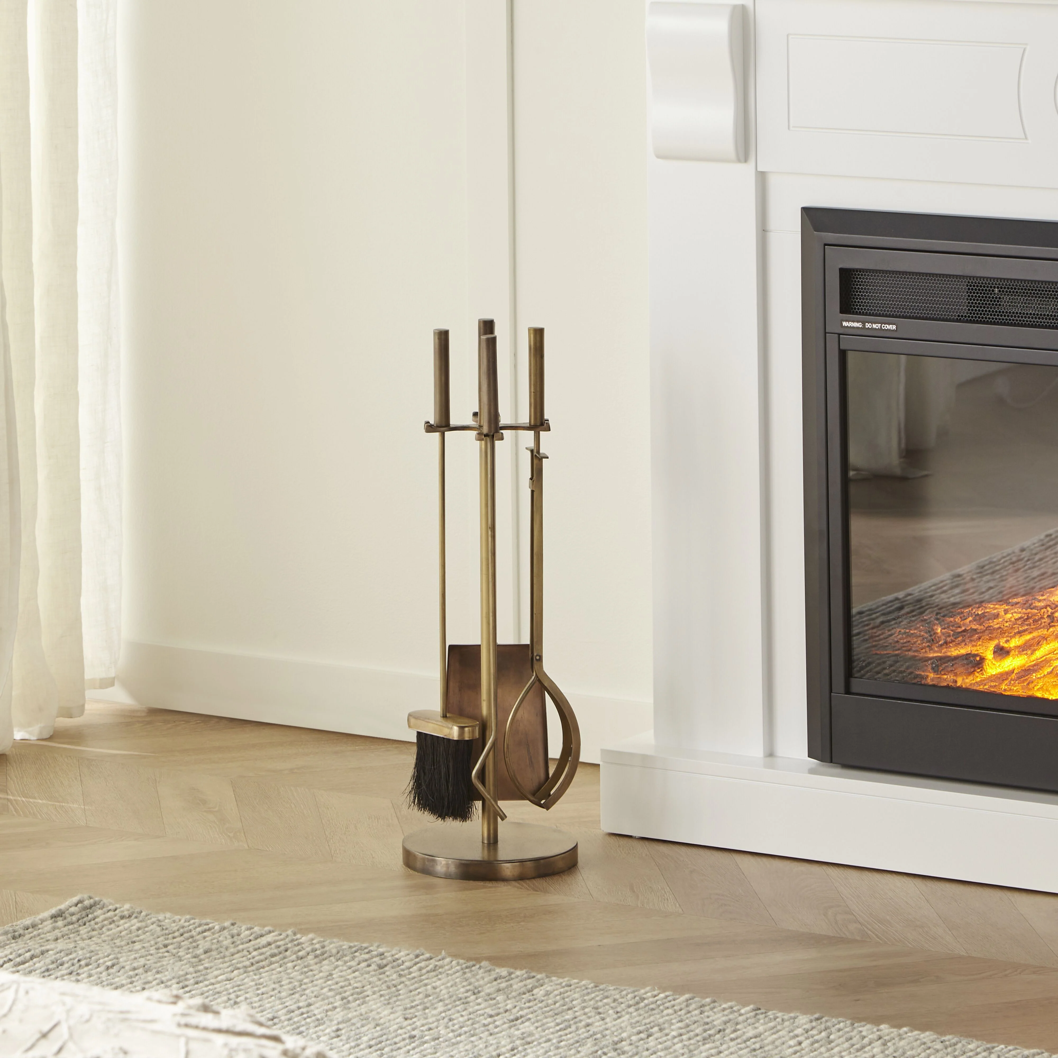 Perry Fire Set Brass Antique 61x20cm - Image 4
