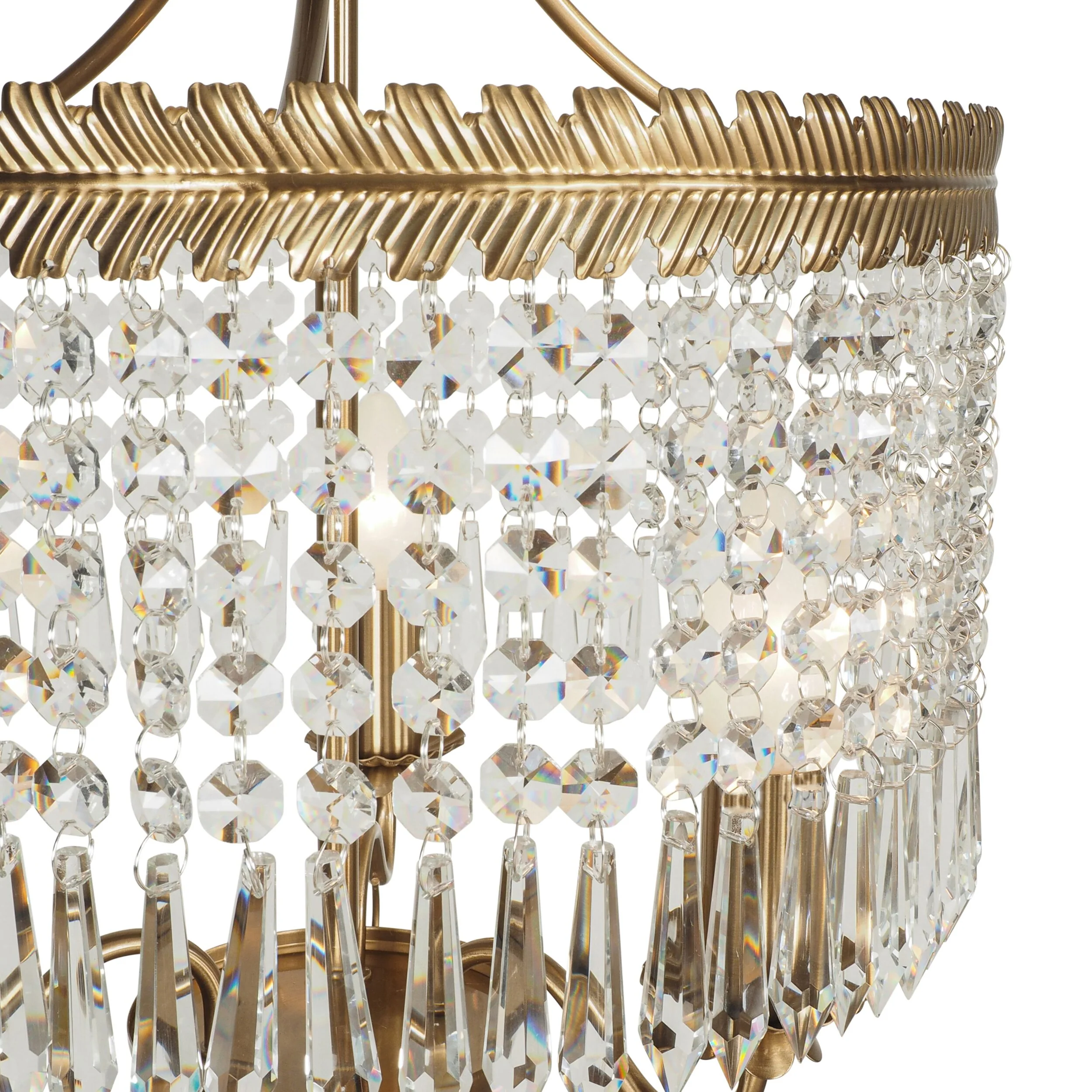 Phoenix Satin Brass 3 Light Crystal Glass Chandelier - Image 4