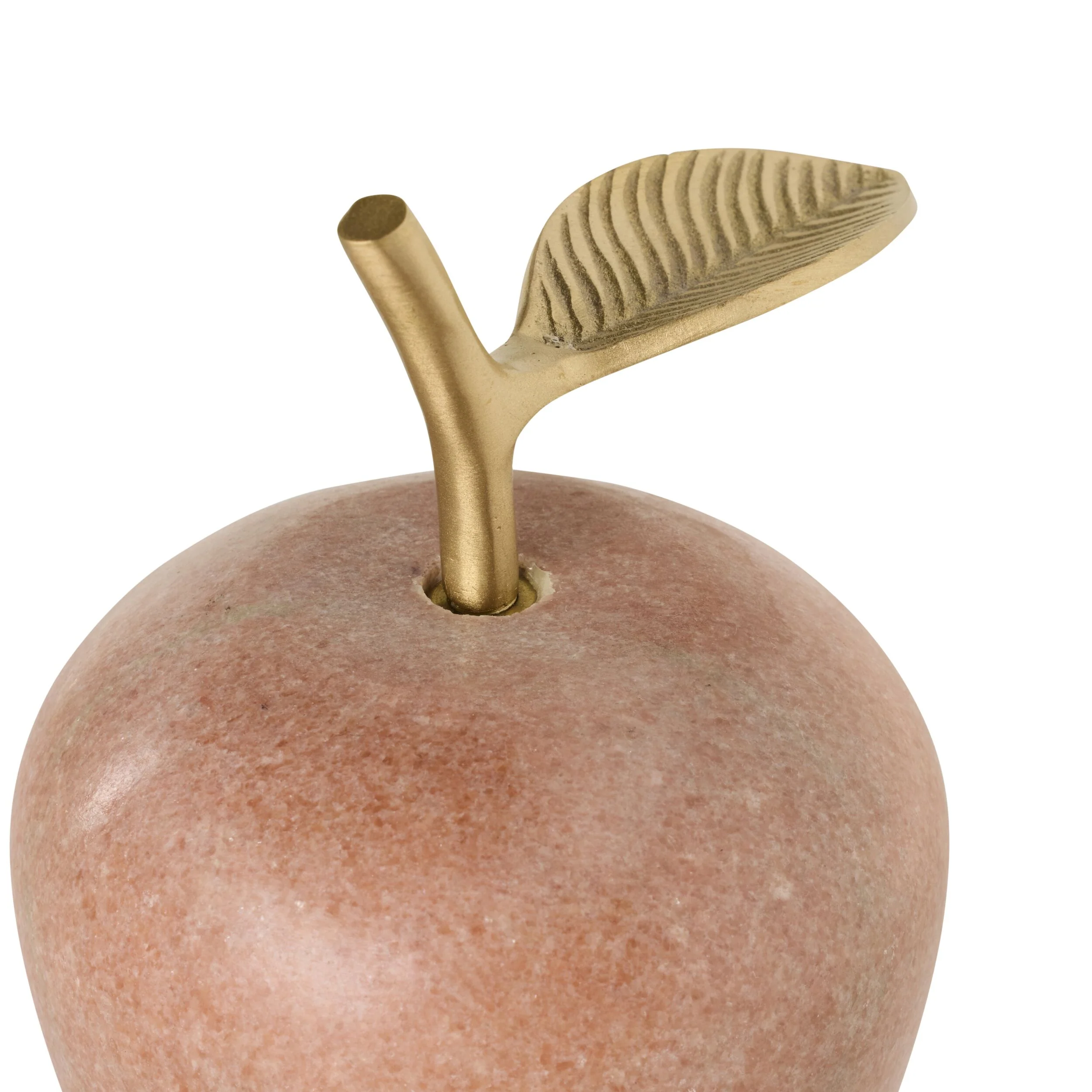 Pink Marble Apple With Brass Leaf - Image 2