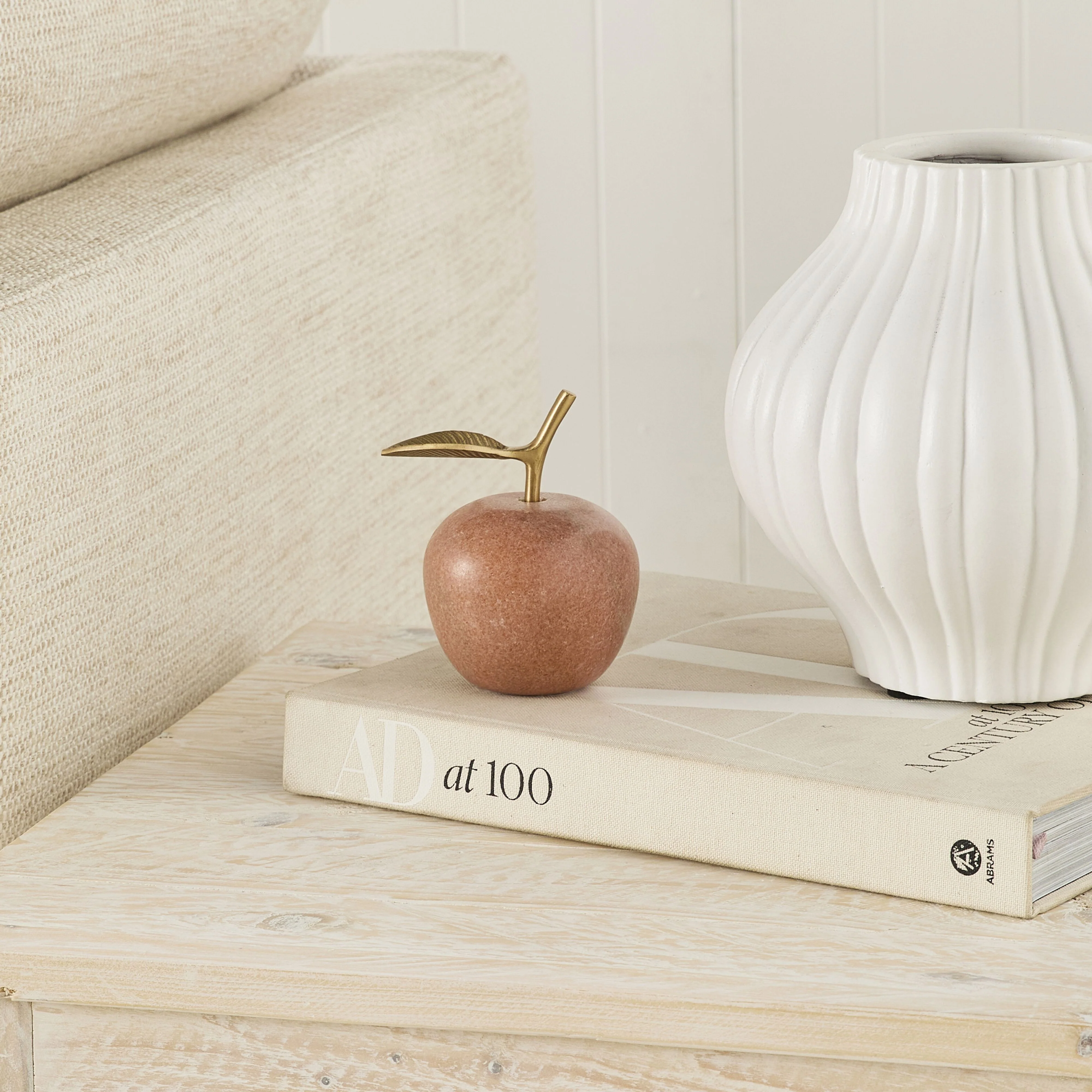 Pink Marble Apple With Brass Leaf - Image 4