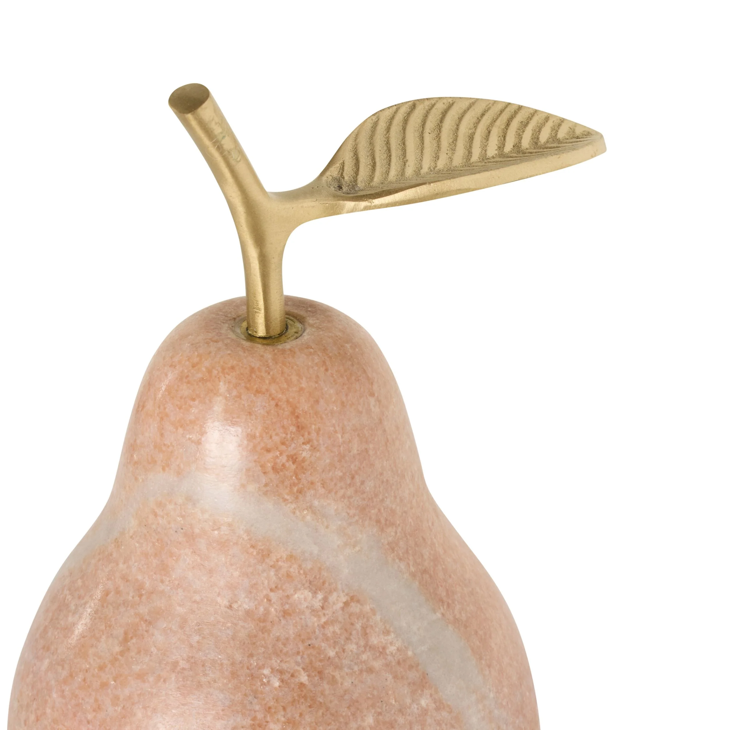 Pink Marble Pear With Brass Leaf - Image 2