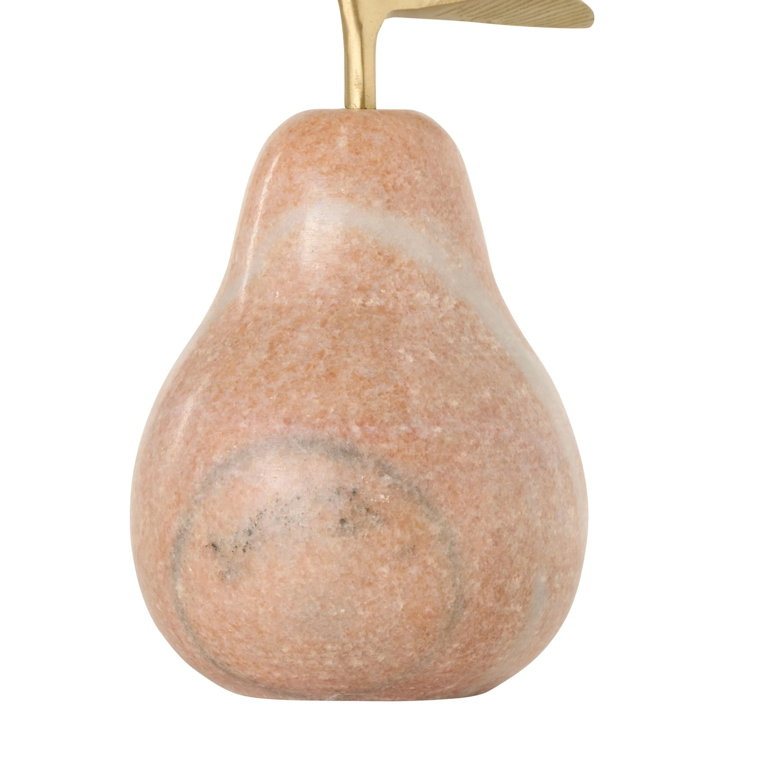 Pink Marble Pear With Brass Leaf - Image 3