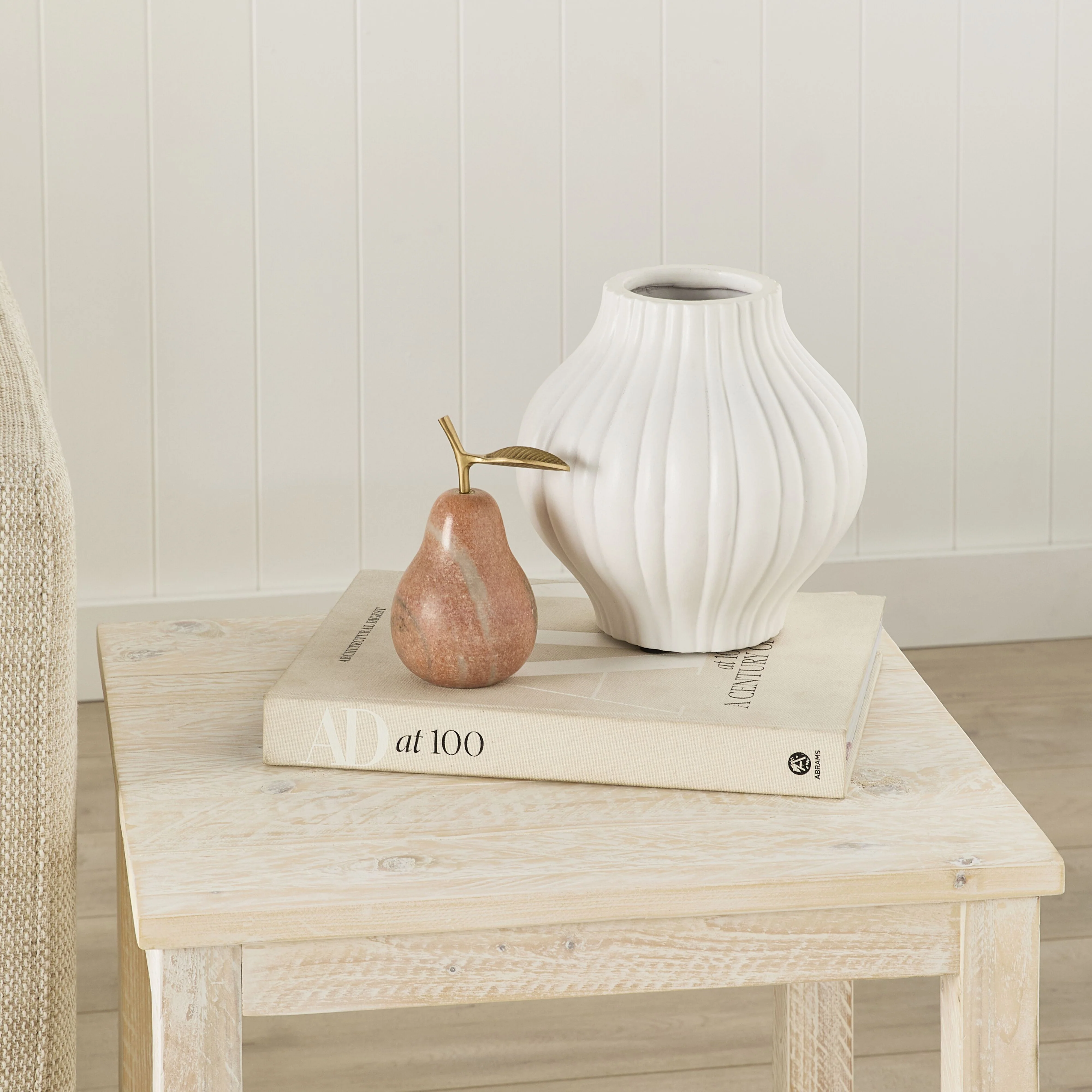 Pink Marble Pear With Brass Leaf - Image 4