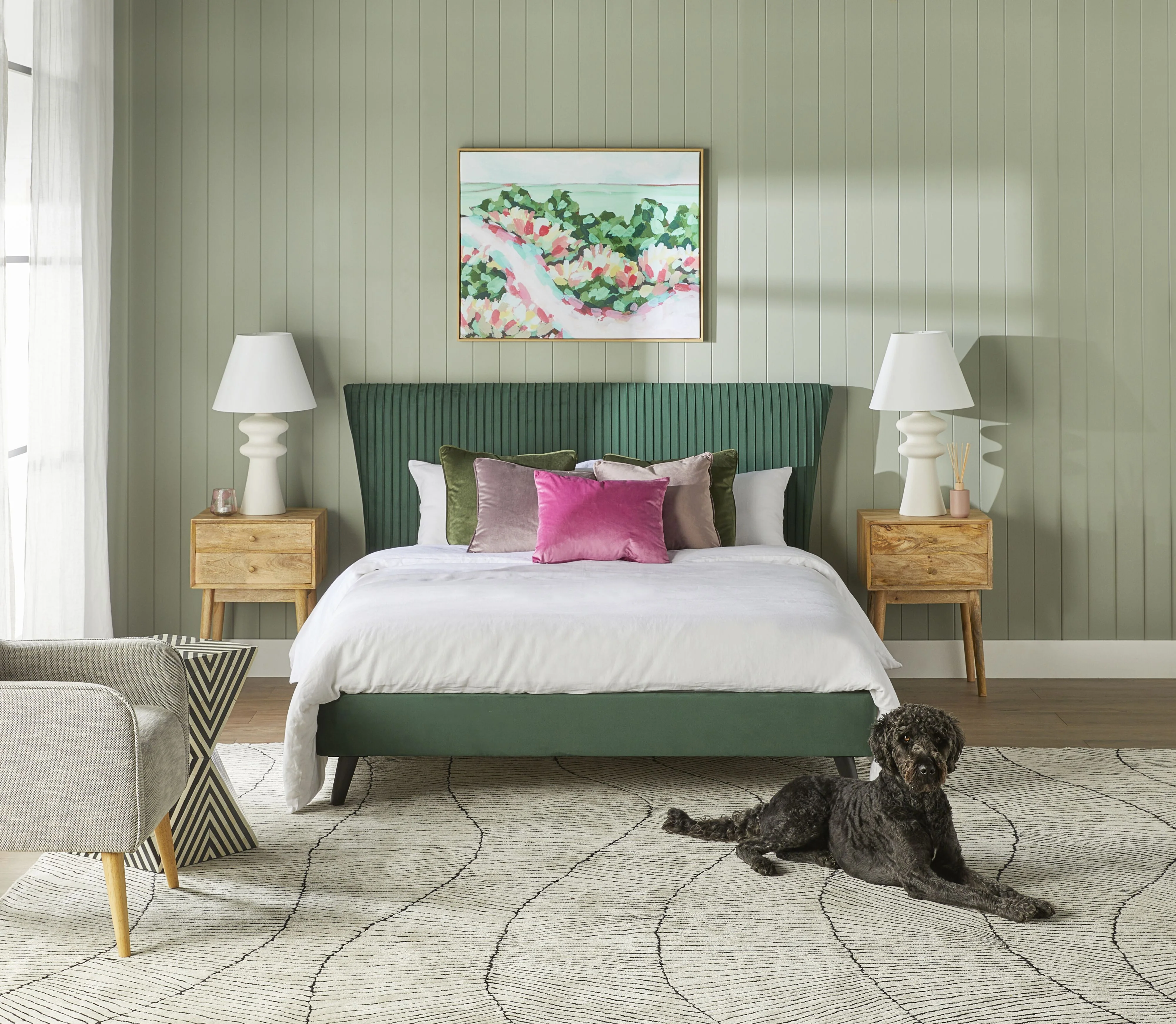 Pleat Bed Queen Emerald - Image 8